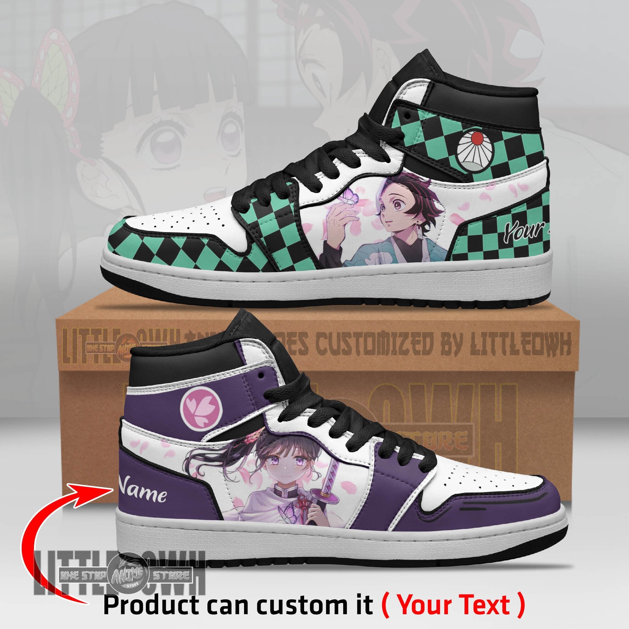 Ideafootwear Tanjiro Kanao AJ1 High Sneakers Shoes For Men And Women