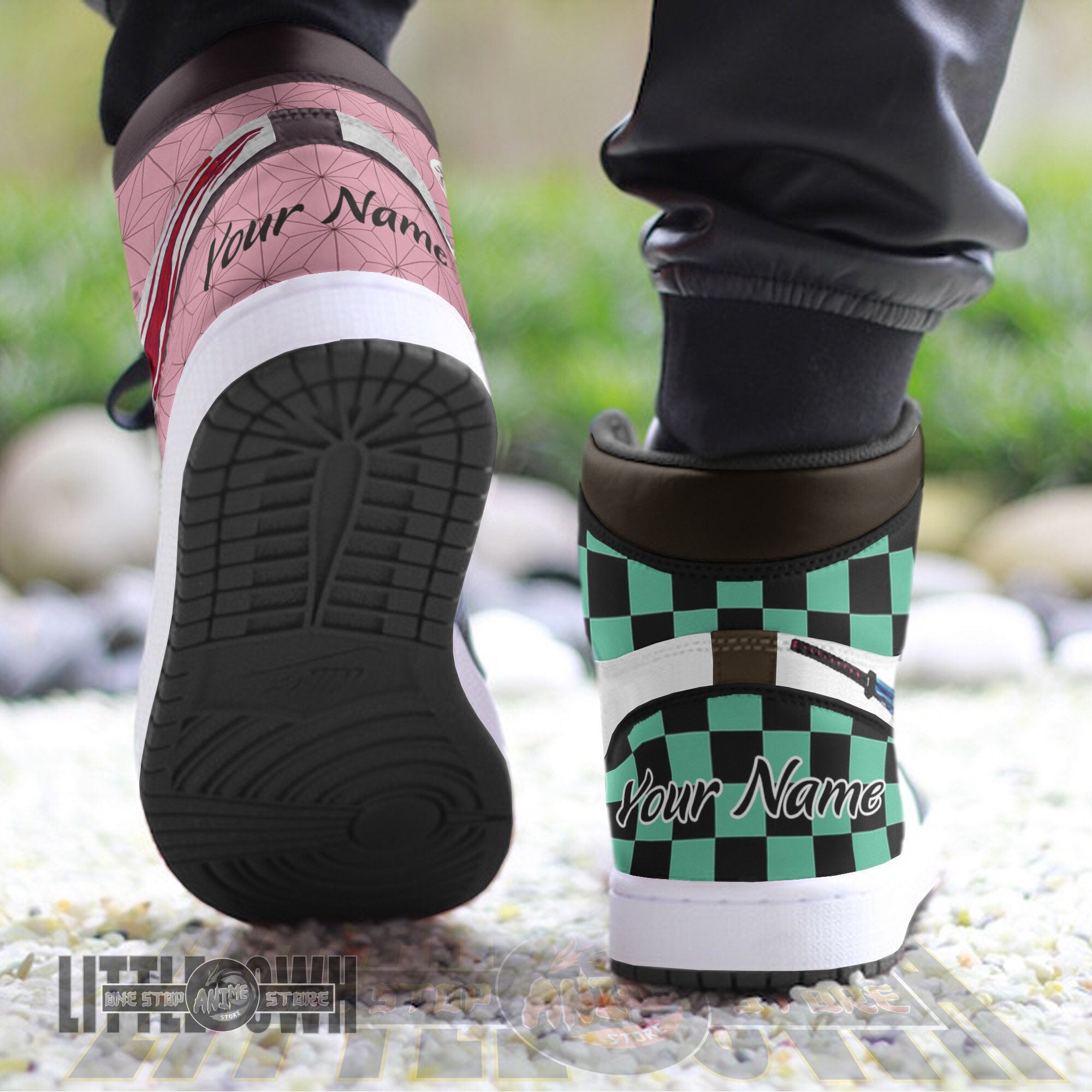 Ideafootwear Tanjiro Nezuko AJ1 High Sneakers Shoes For Men And Women