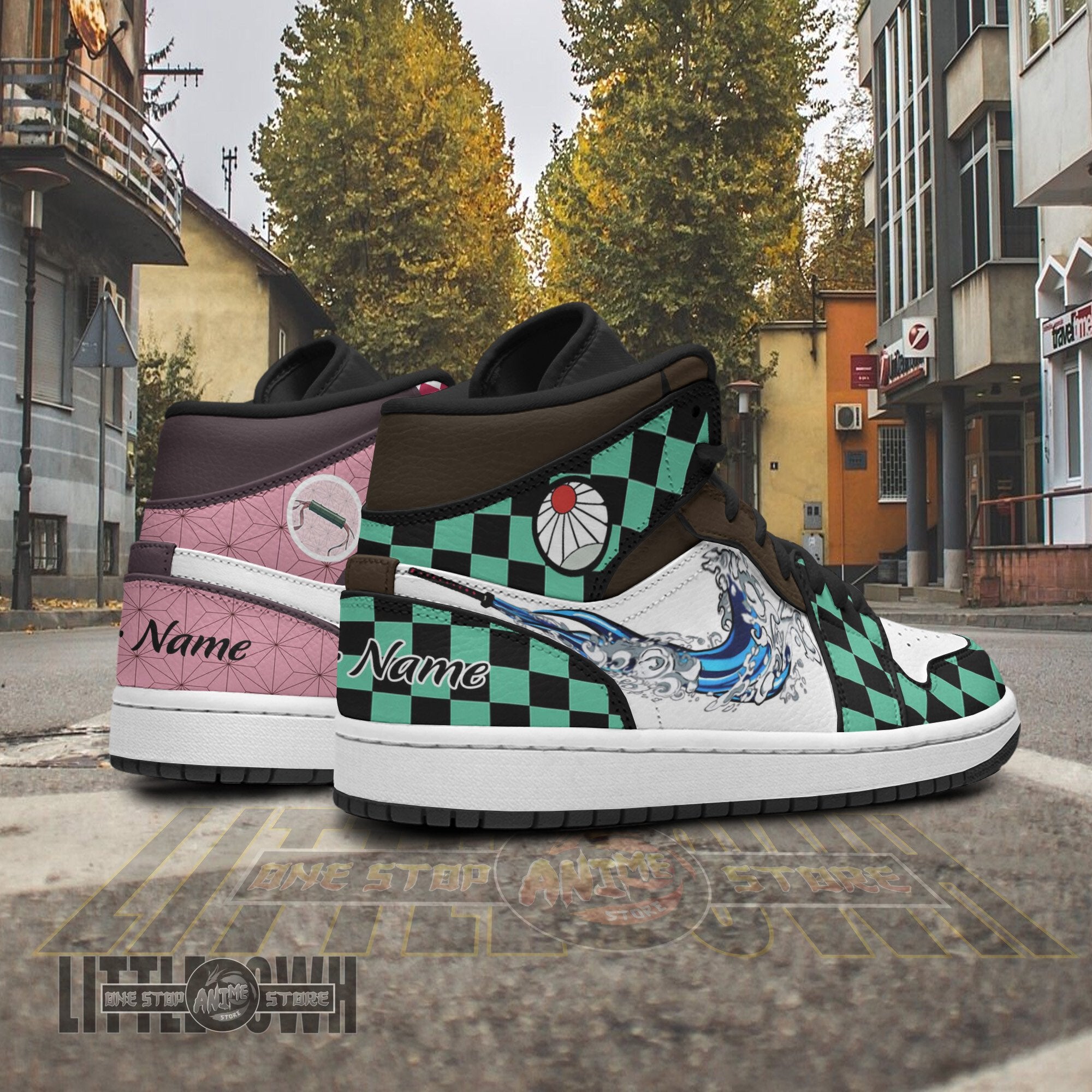Ideafootwear Tanjiro Nezuko AJ1 High Sneakers Shoes For Men And Women