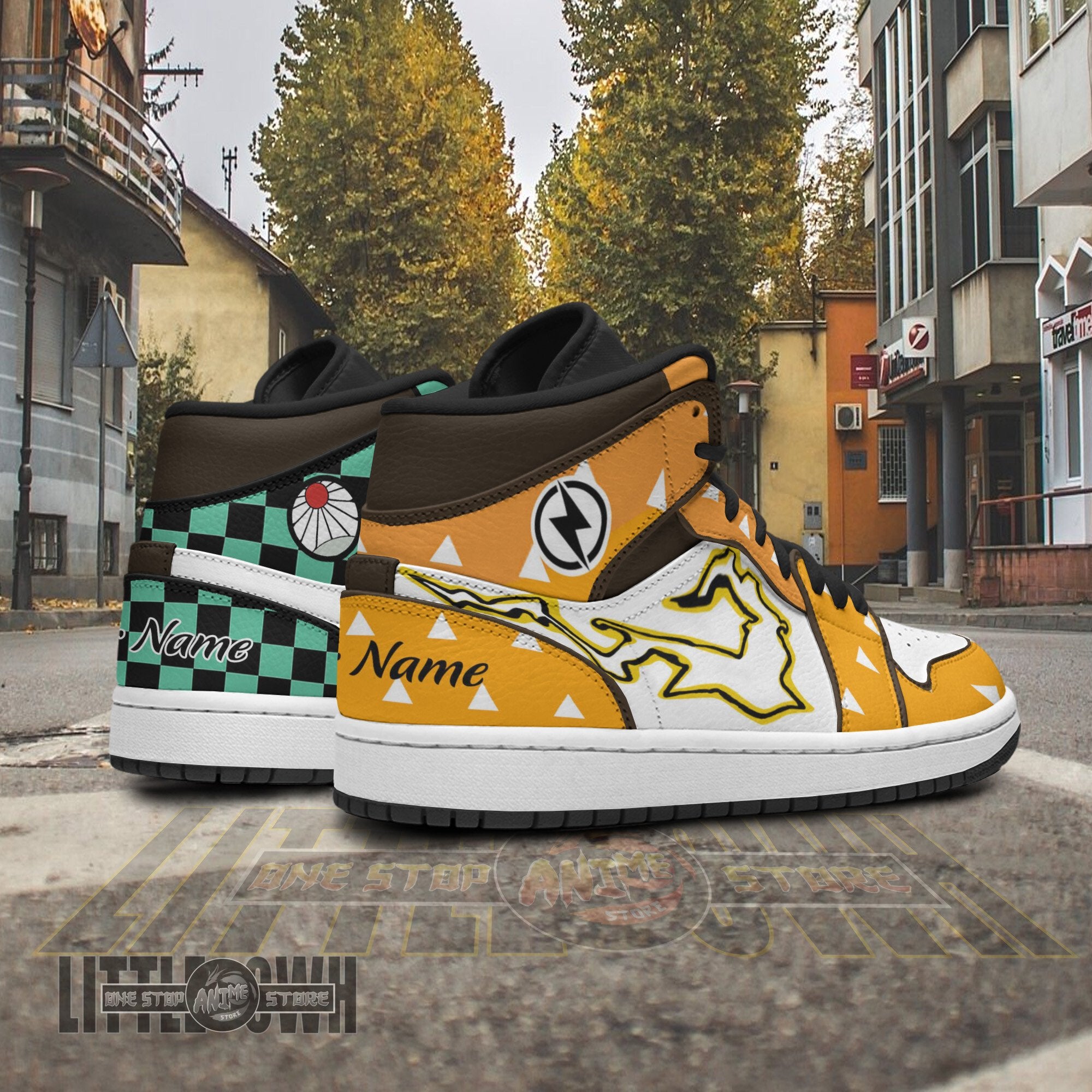 Ideafootwear Tanjiro Zenitsu AJ1 High Sneakers Shoes For Men And Women