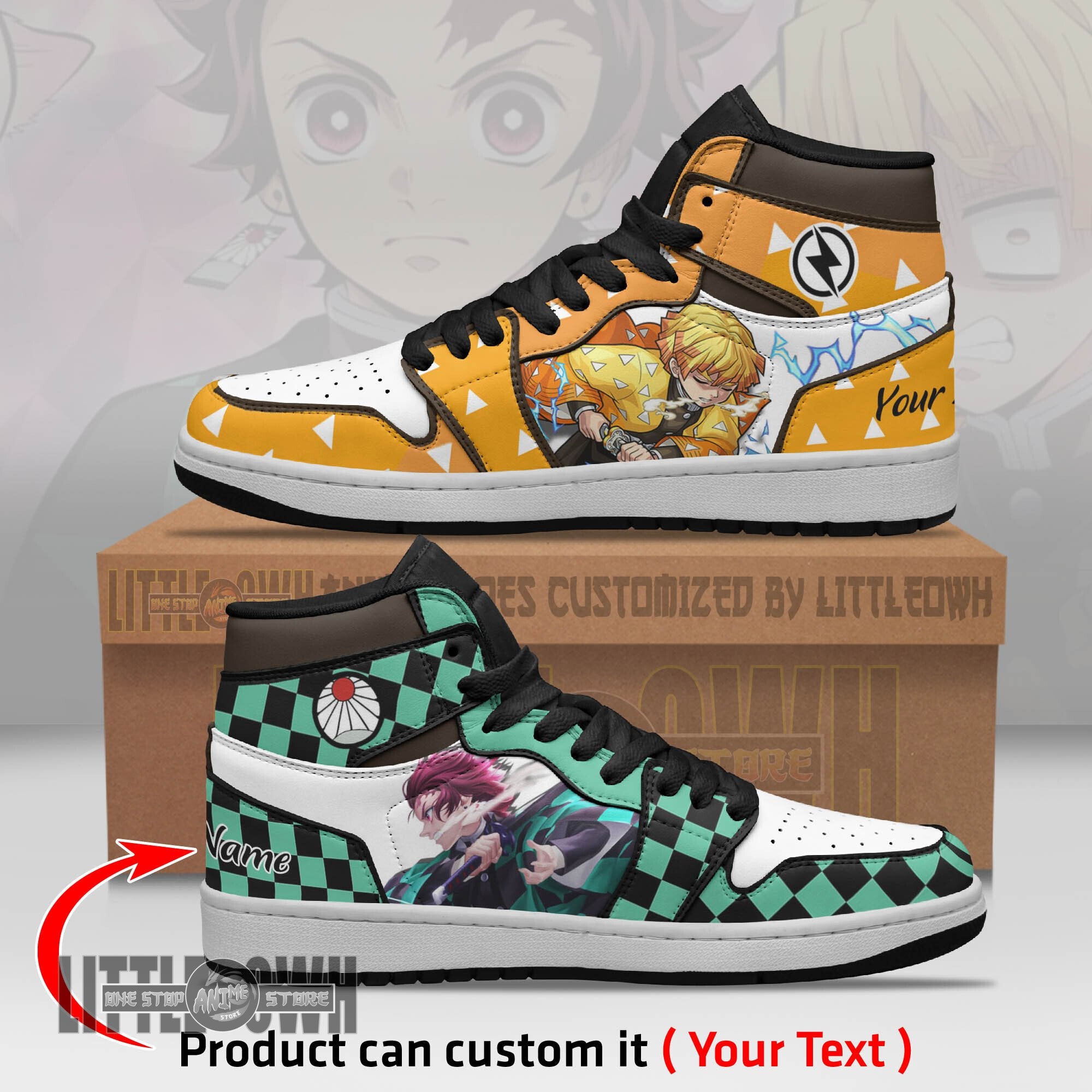 Ideafootwear Tanjiro Zenitsu AJ1 High Sneakers Shoes For Men And Women