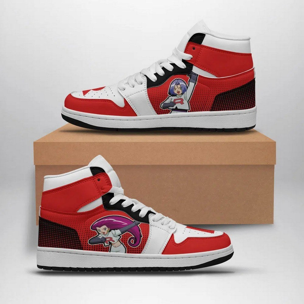 Ideafootwear Team Rocket Pokemon AJ1 High Sneakers Shoes For Men And Women