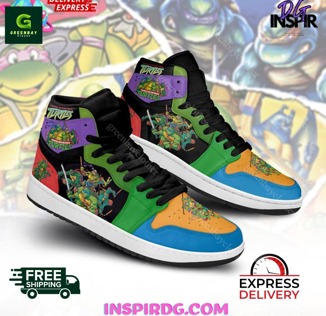 Ideafootwear Teenage Mutant Ninja Turtle AJ1 High Sneakers Shoes For Men And Women