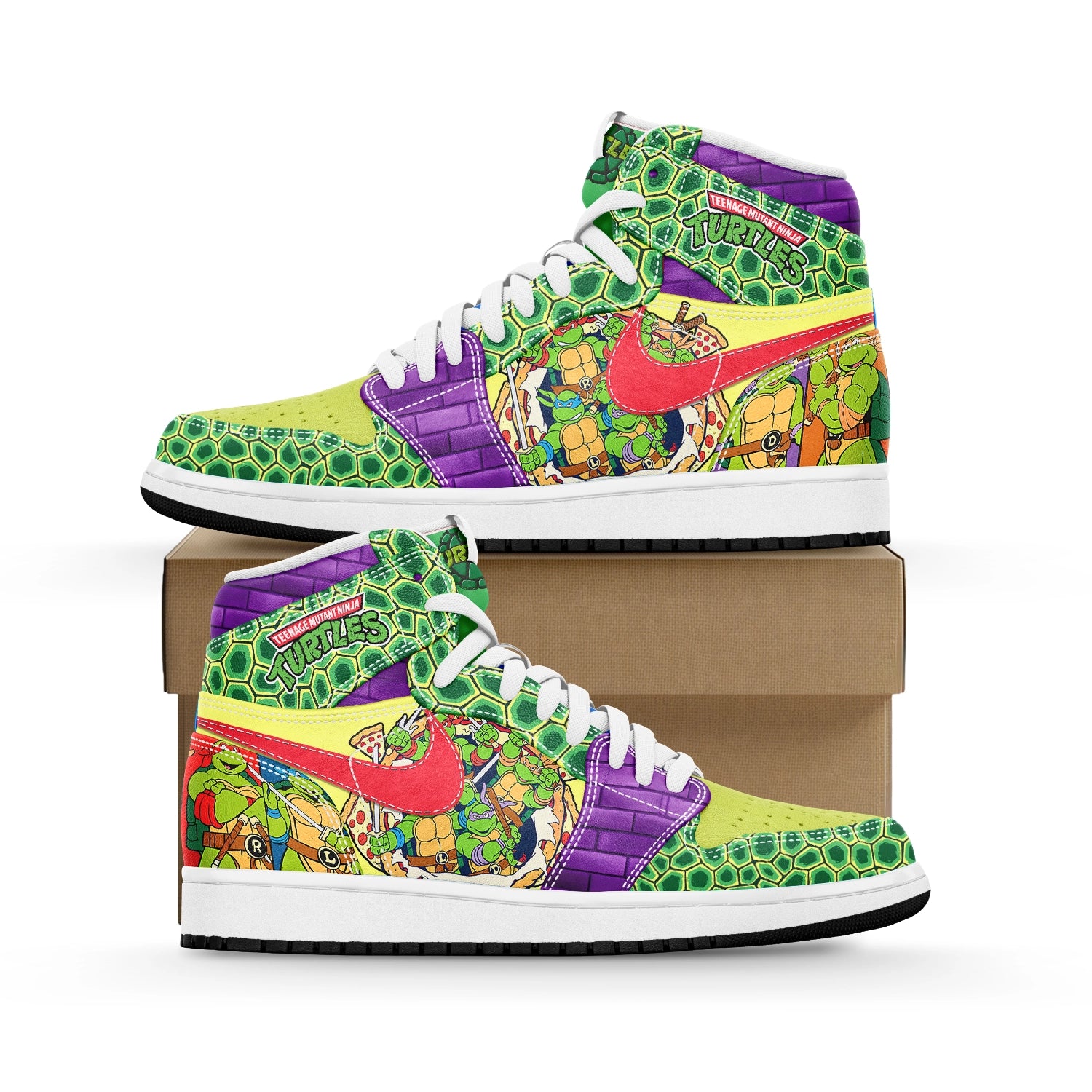 Ideafootwear Teenage Mutant Ninja Turtles AJ1 High Sneakers Shoes For Men And Women