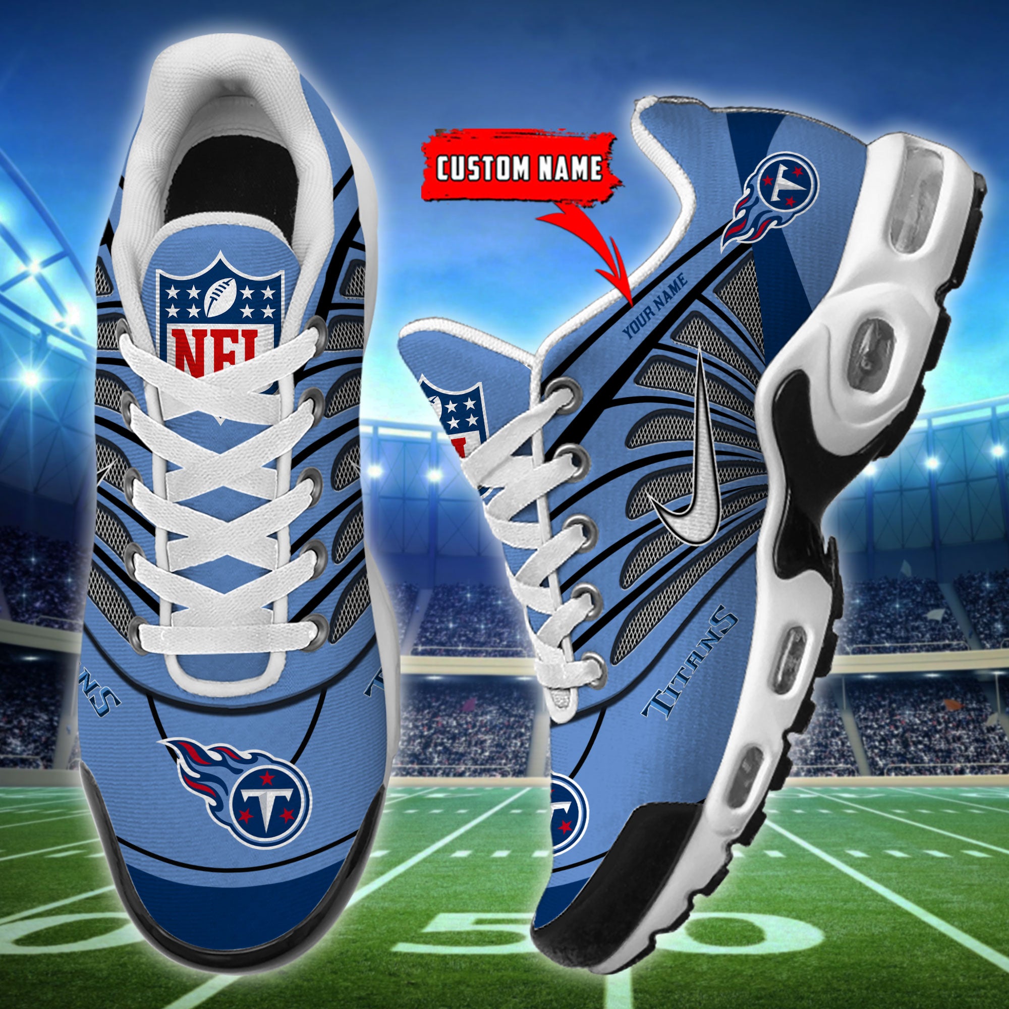 Ideafootwear Tennessee Titans TN Shoes Sneakers For Men And Women