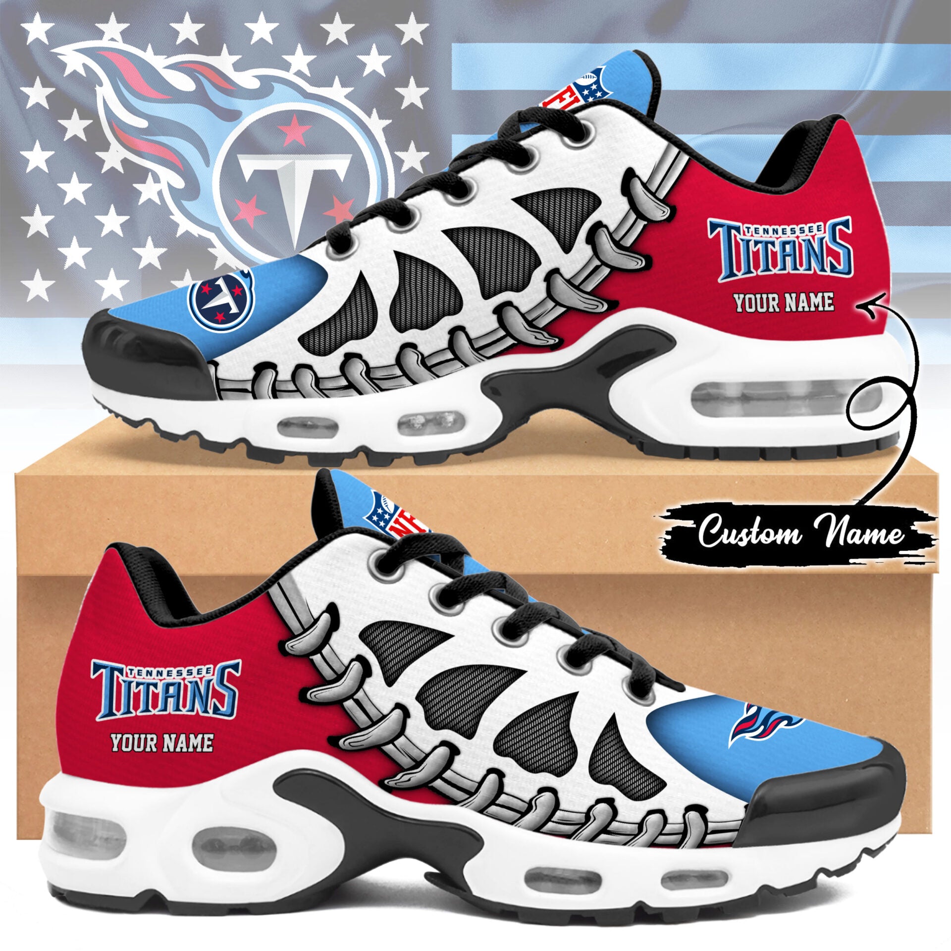Ideafootwear Tennessee Titans TN Shoes Sneakers For Men And Women