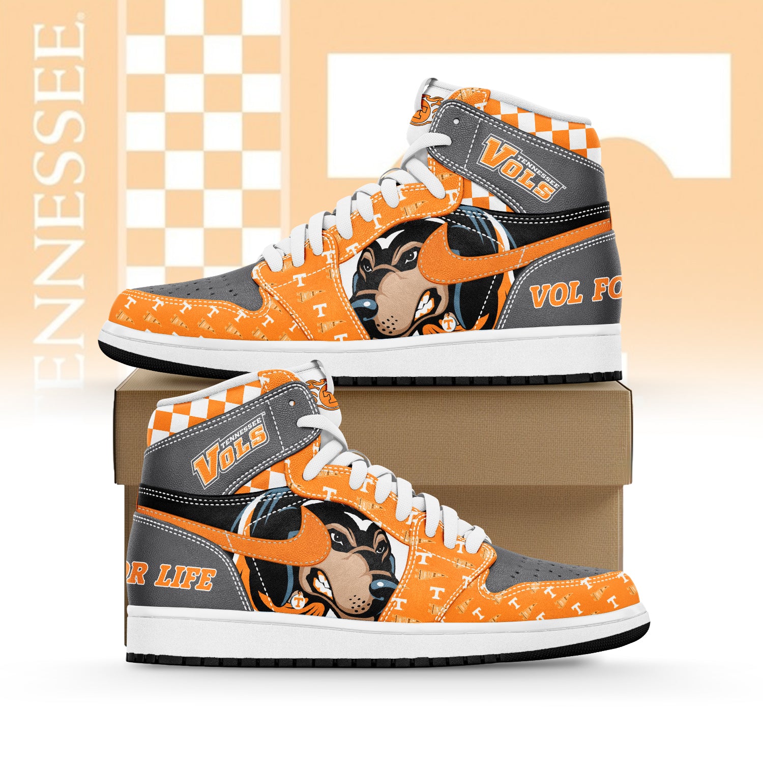 Ideafootwear Tennessee Volunteers AJ1 High Sneakers Shoes For Men And Women