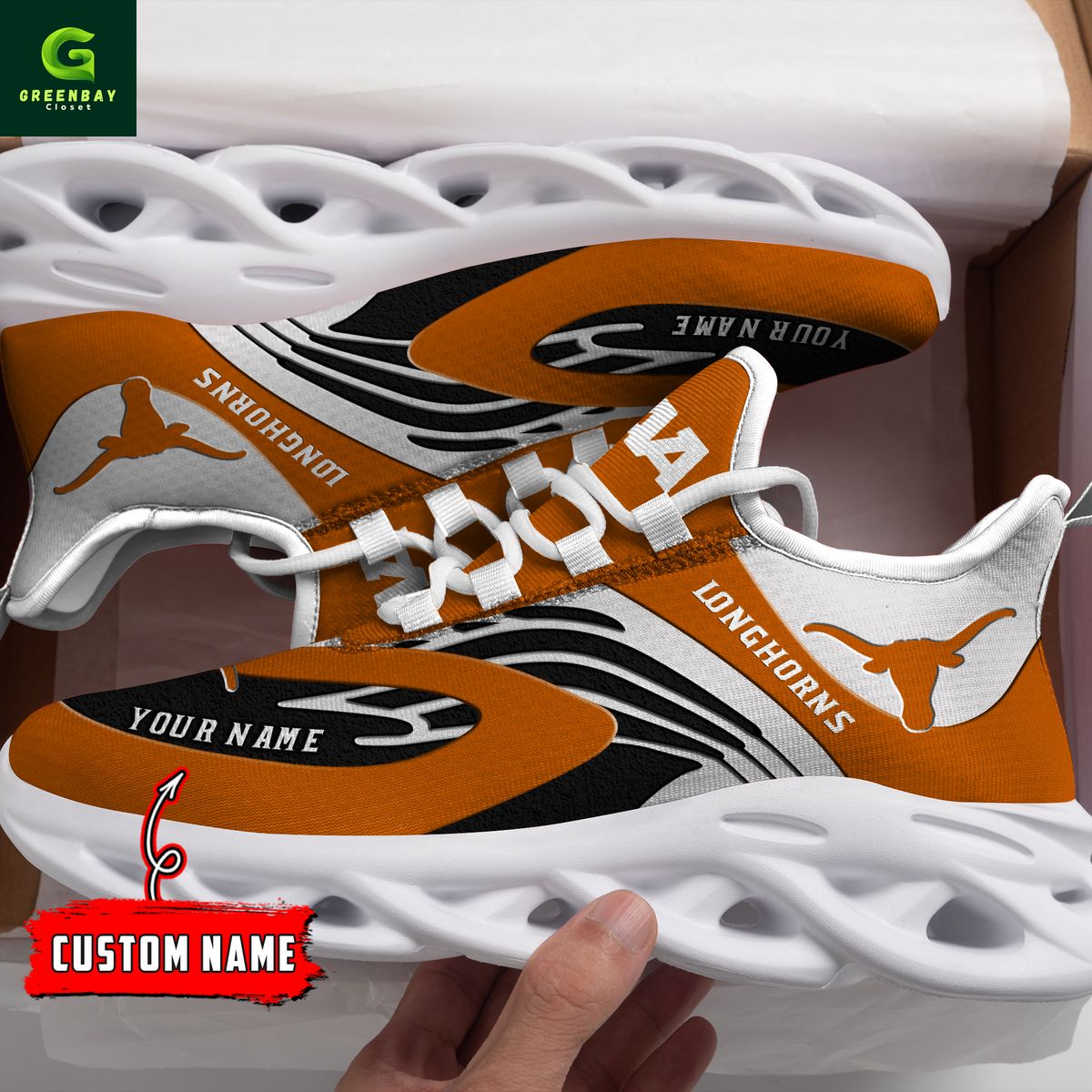 Ideafootwear Texas Longhorns Max Soul Shoes Sneakers For Men And Women