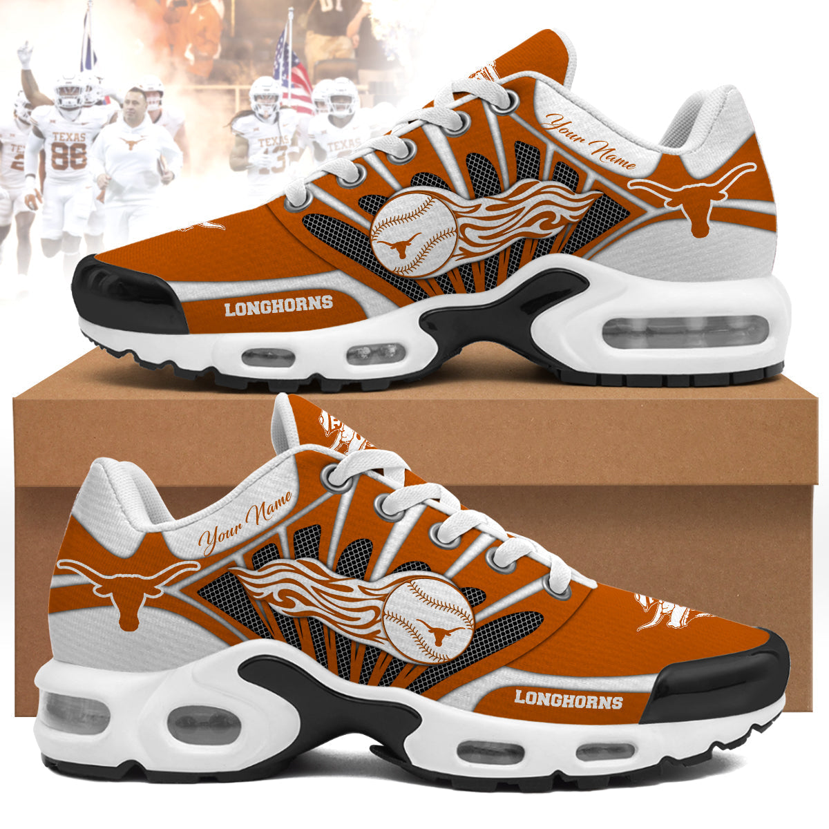 Ideafootwear Texas Longhorns TN Shoes Sneakers For Men And Women