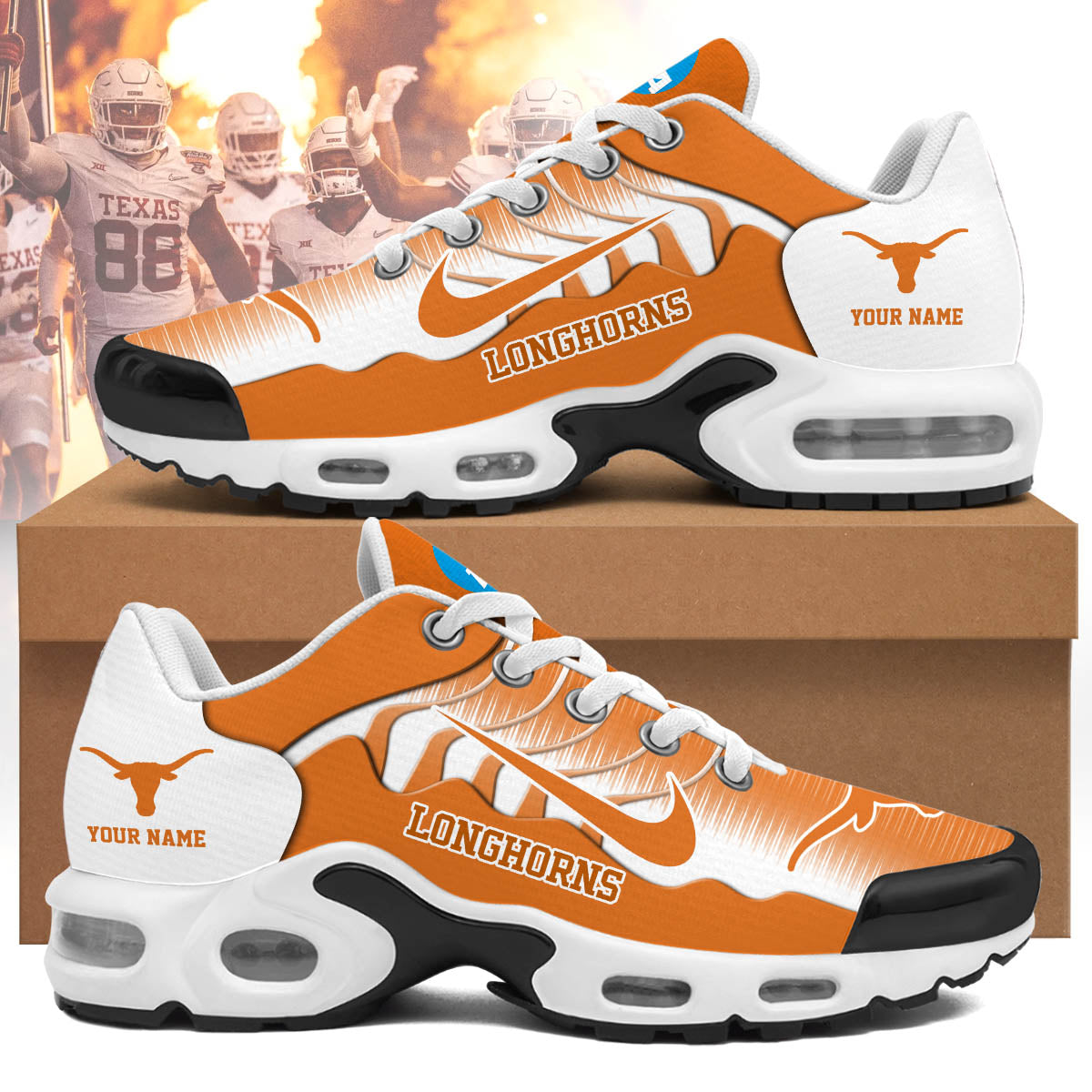 Ideafootwear Texas Longhorns TN Shoes Sneakers For Men And Women