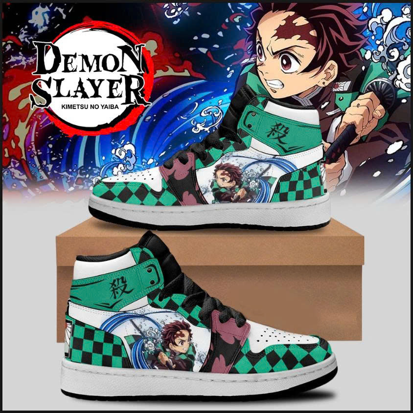 Ideafootwear Texas Rangers vs Demon slayer AJ1 High Sneakers Shoes For Men And Women