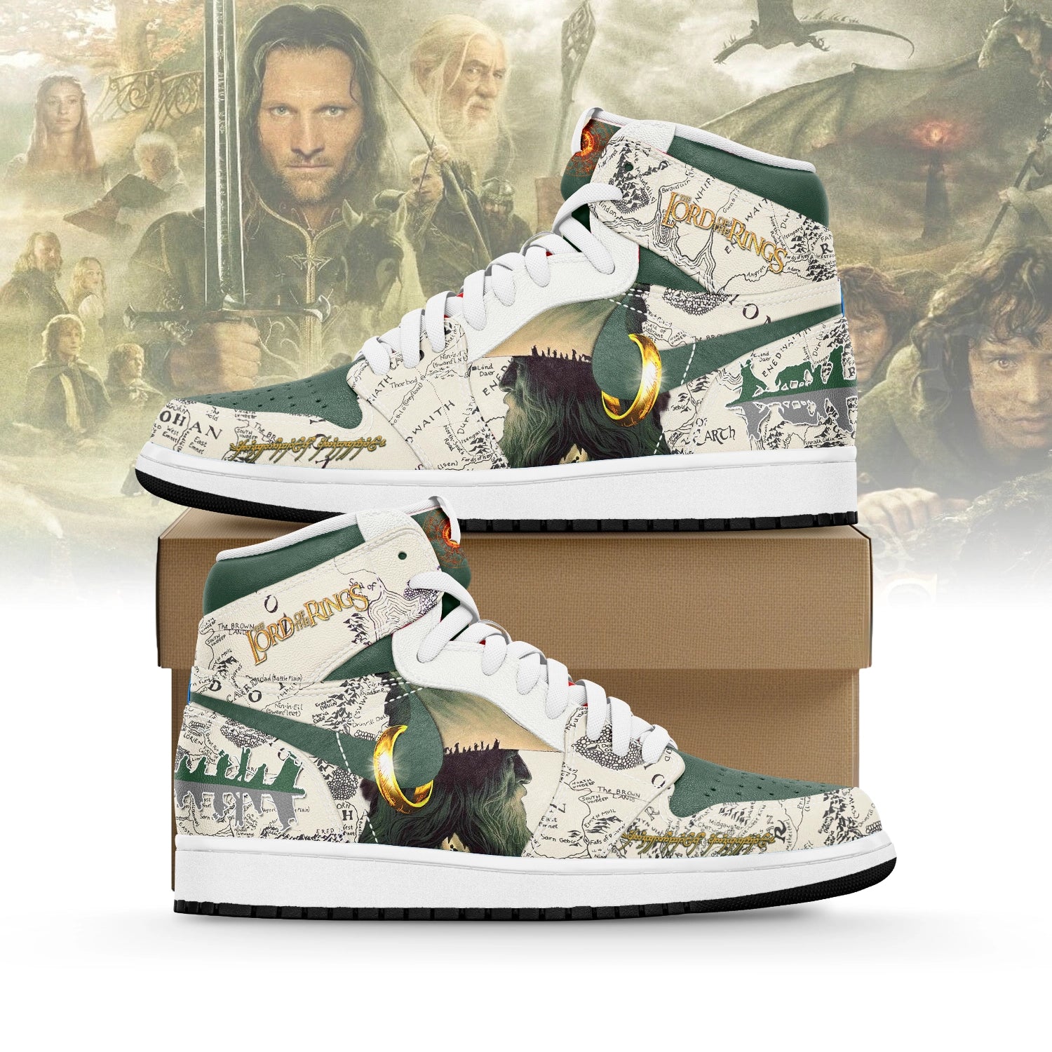 Ideafootwear The Lord of the Rings AJ1 High Sneakers Shoes For Men And Women