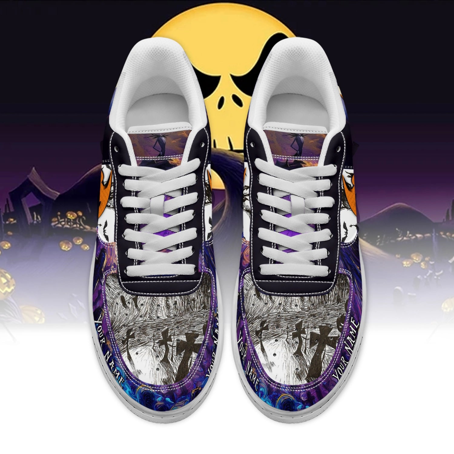 Ideafootwear The Nightmare Before Christmas x Halloween Air Low-Top Sneakers Shoes For Men And Women 2