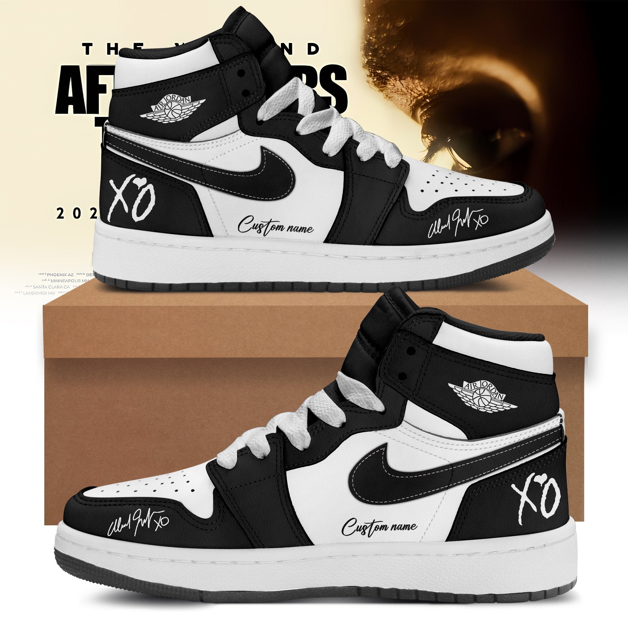 Ideafootwear The Weeknd AJ1 High Sneakers Shoes For Men And Women
