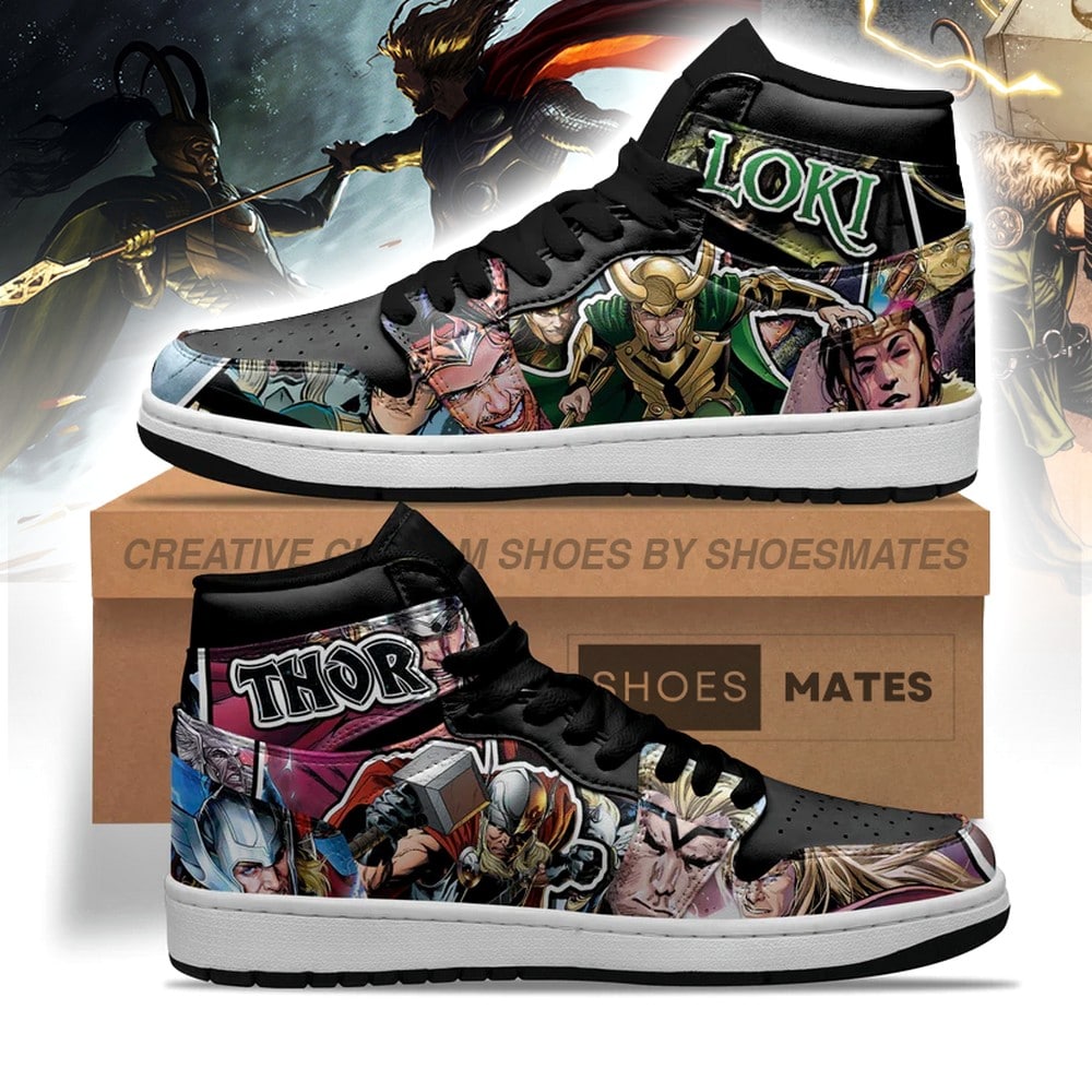 Ideafootwear Thor and Loki AJ1 High Sneakers Shoes For Men And Women