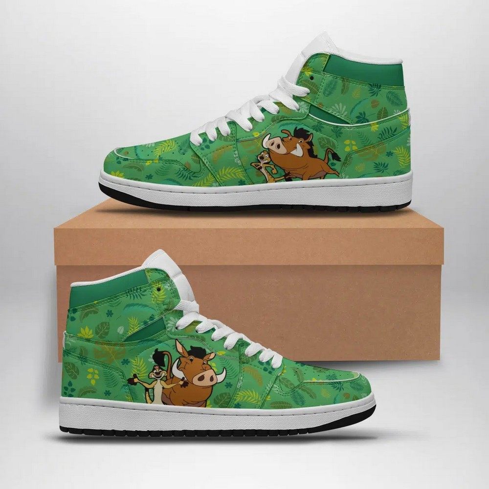 Ideafootwear Timon and Pumba Disney AJ1 High Sneakers Shoes For Men And Women