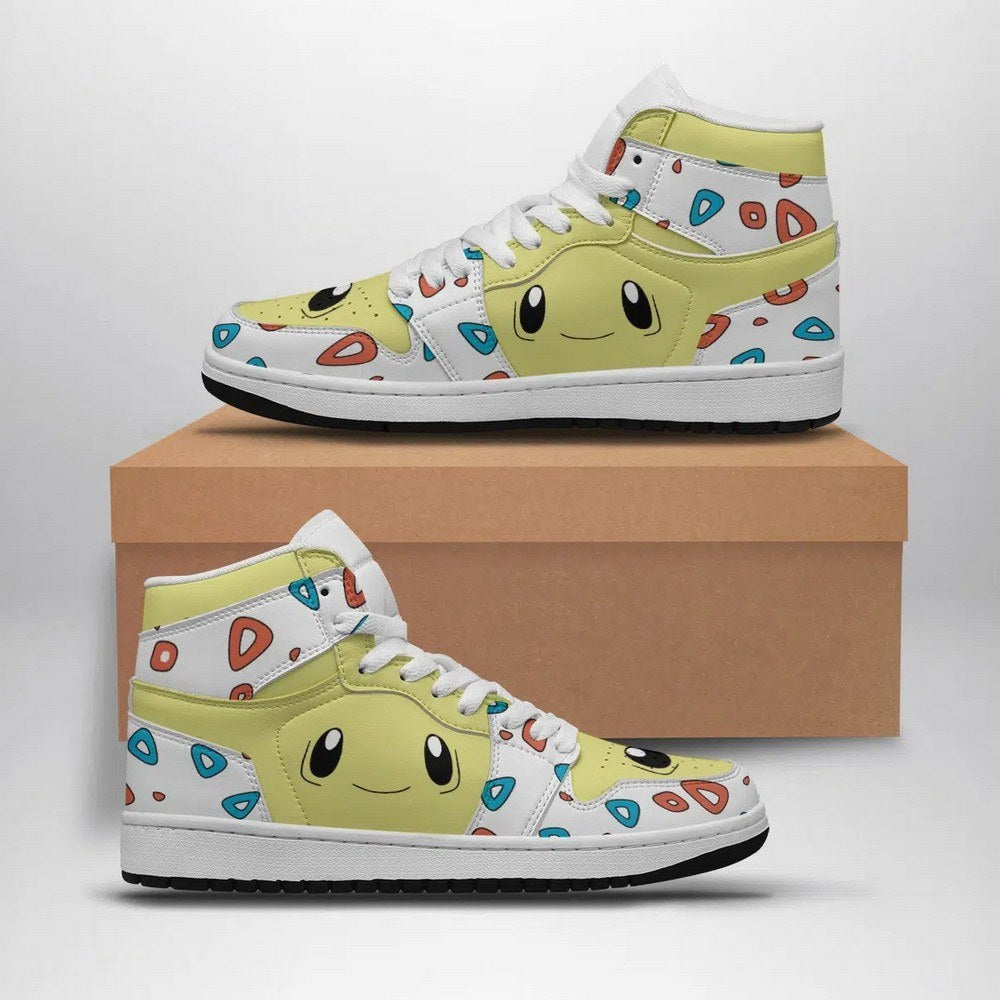 Ideafootwear Togepi Face Pokemon AJ1 High Sneakers Shoes For Men And Women