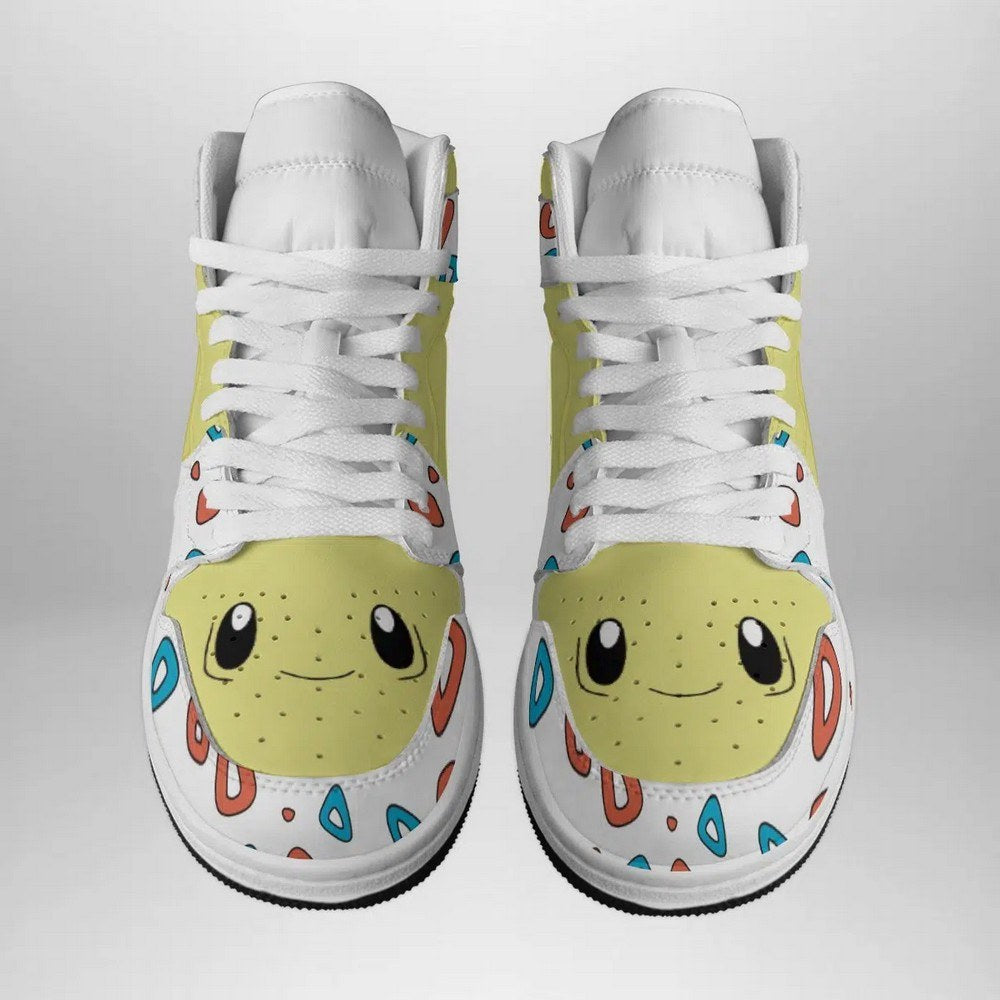 Ideafootwear Togepi Face Pokemon AJ1 High Sneakers Shoes For Men And Women