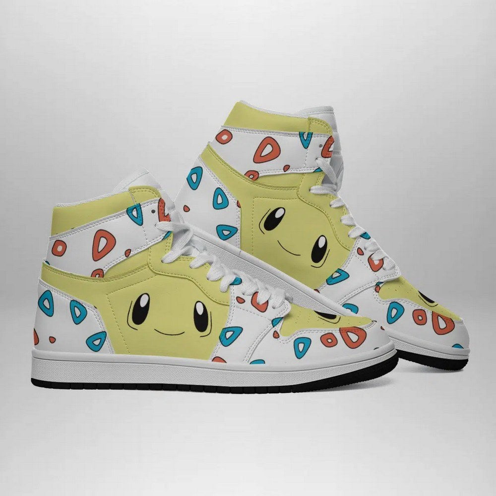 Ideafootwear Togepi Face Pokemon AJ1 High Sneakers Shoes For Men And Women