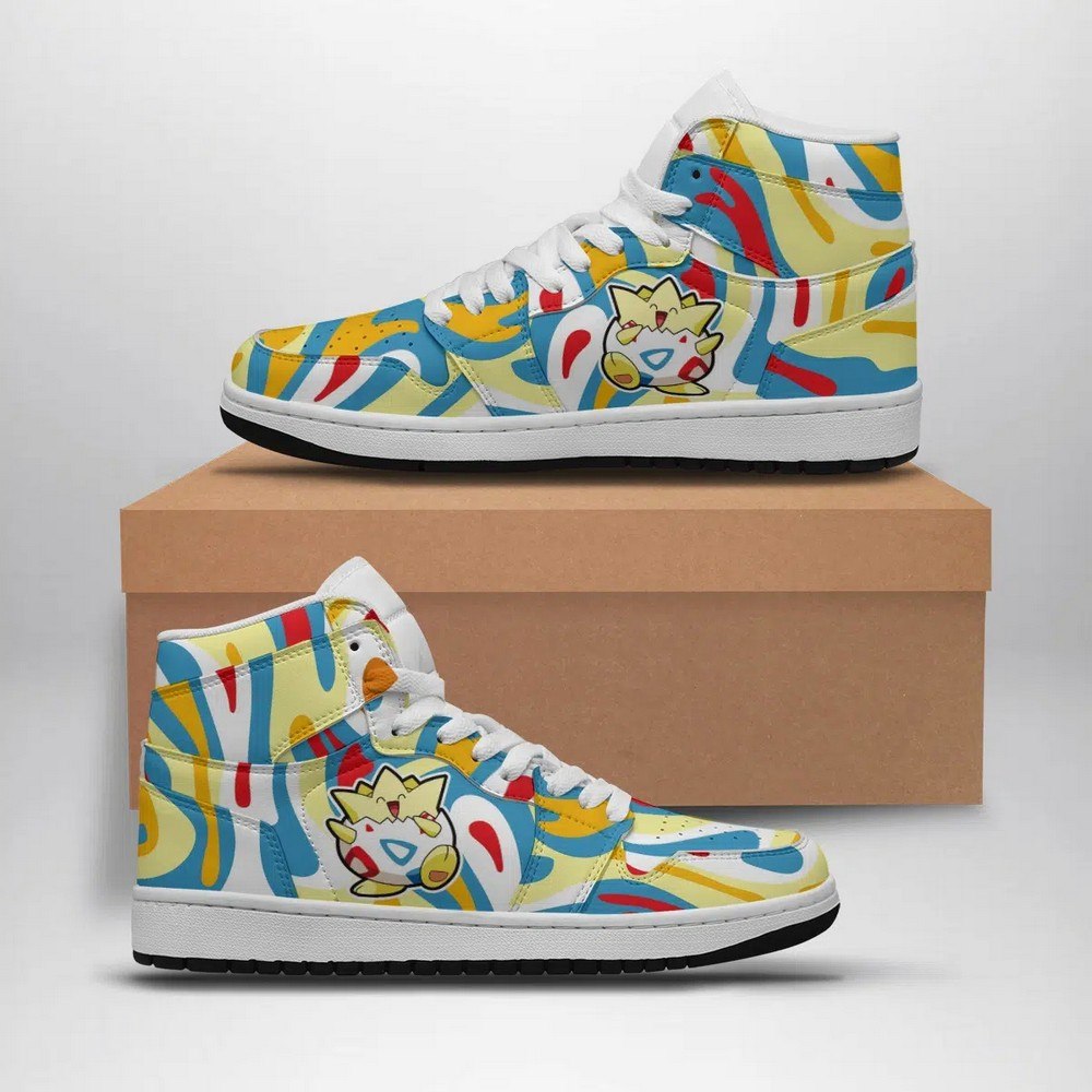 Ideafootwear Togepi Trippy Pokemon AJ1 High Sneakers Shoes For Men And Women