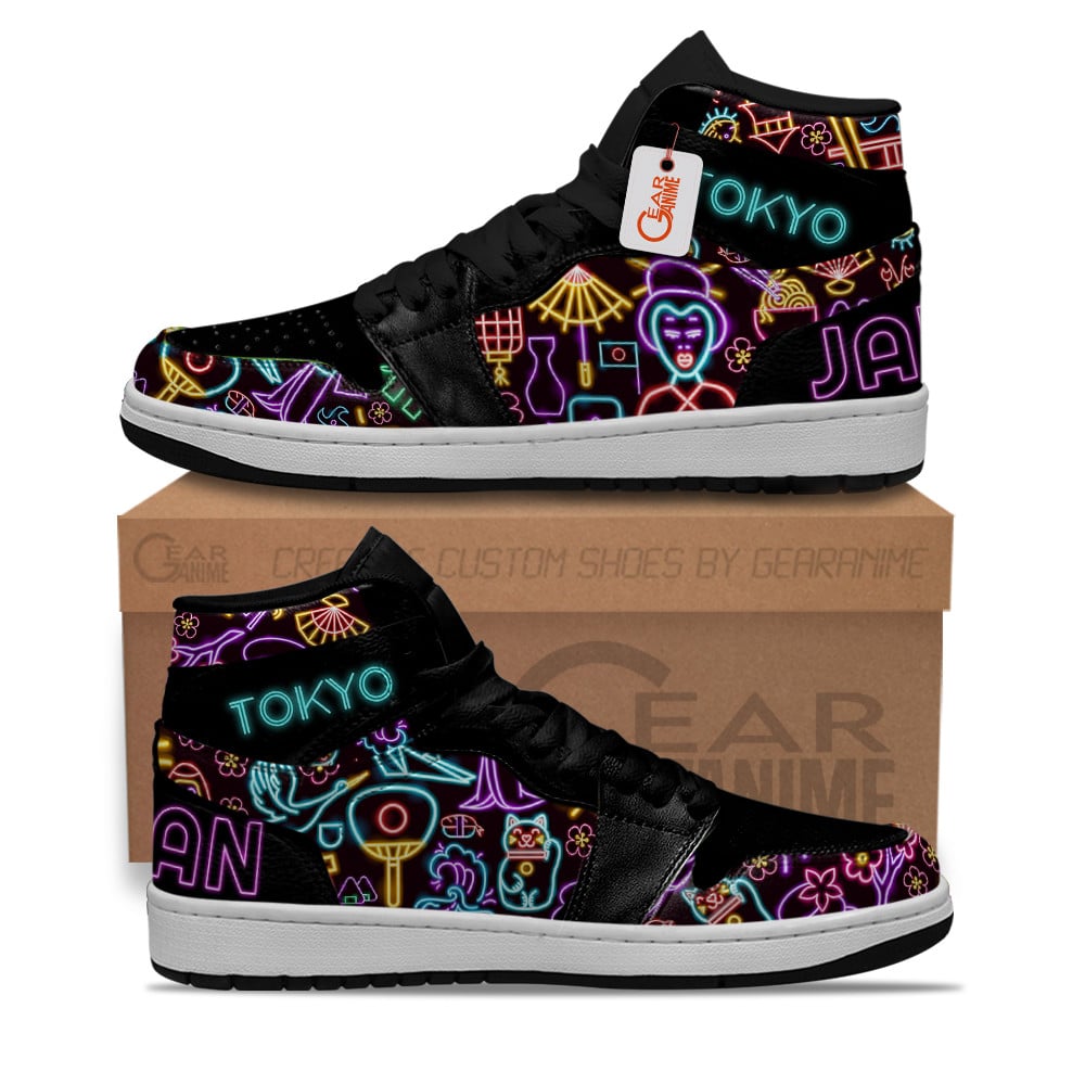 Ideafootwear Tokyo Neon AJ1 High Sneakers Shoes For Men And Women
