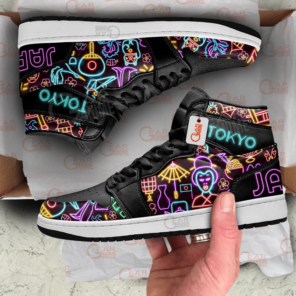 Ideafootwear Tokyo Neon AJ1 High Sneakers Shoes For Men And Women