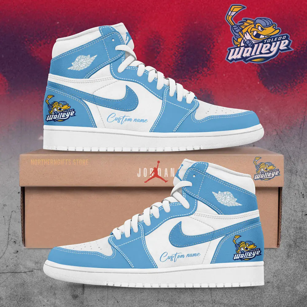 Ideafootwear Toledo Walleye AJ1 High Sneakers Shoes For Men And Women