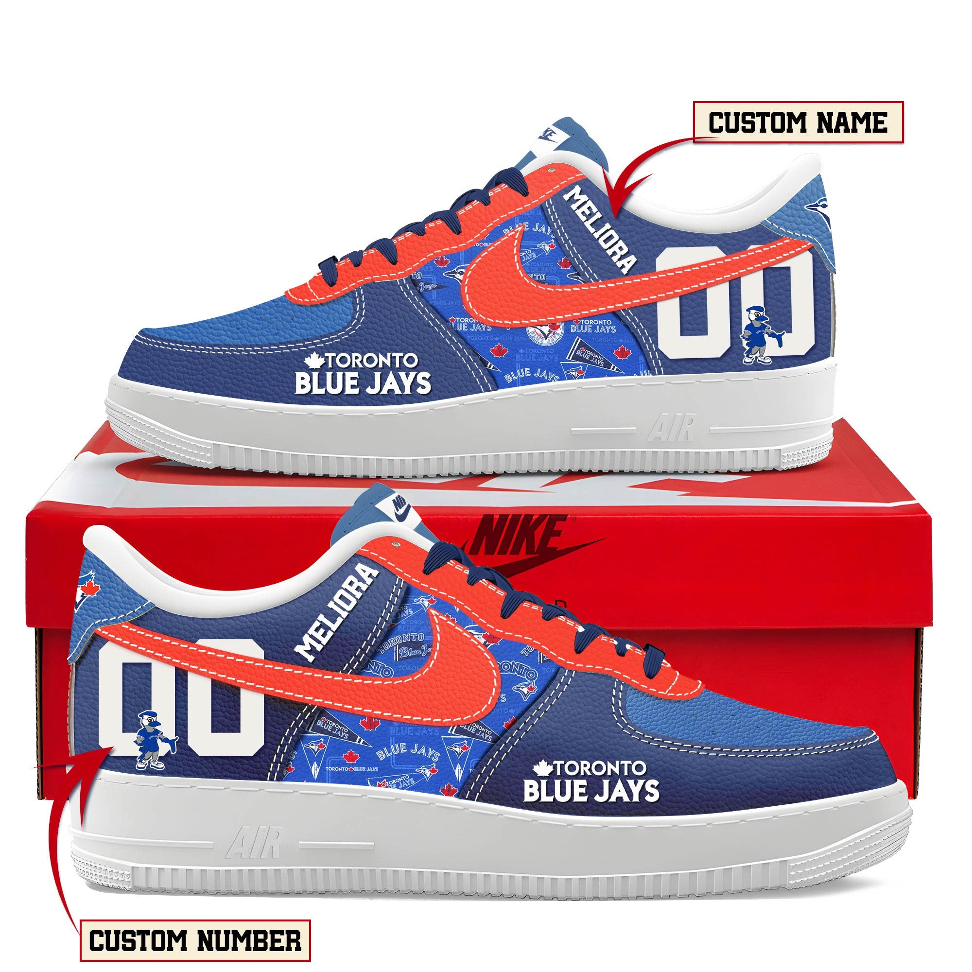 Ideafootwear Toronto Blue Jays Air Low-Top Sneakers Shoes For Men And Women 1