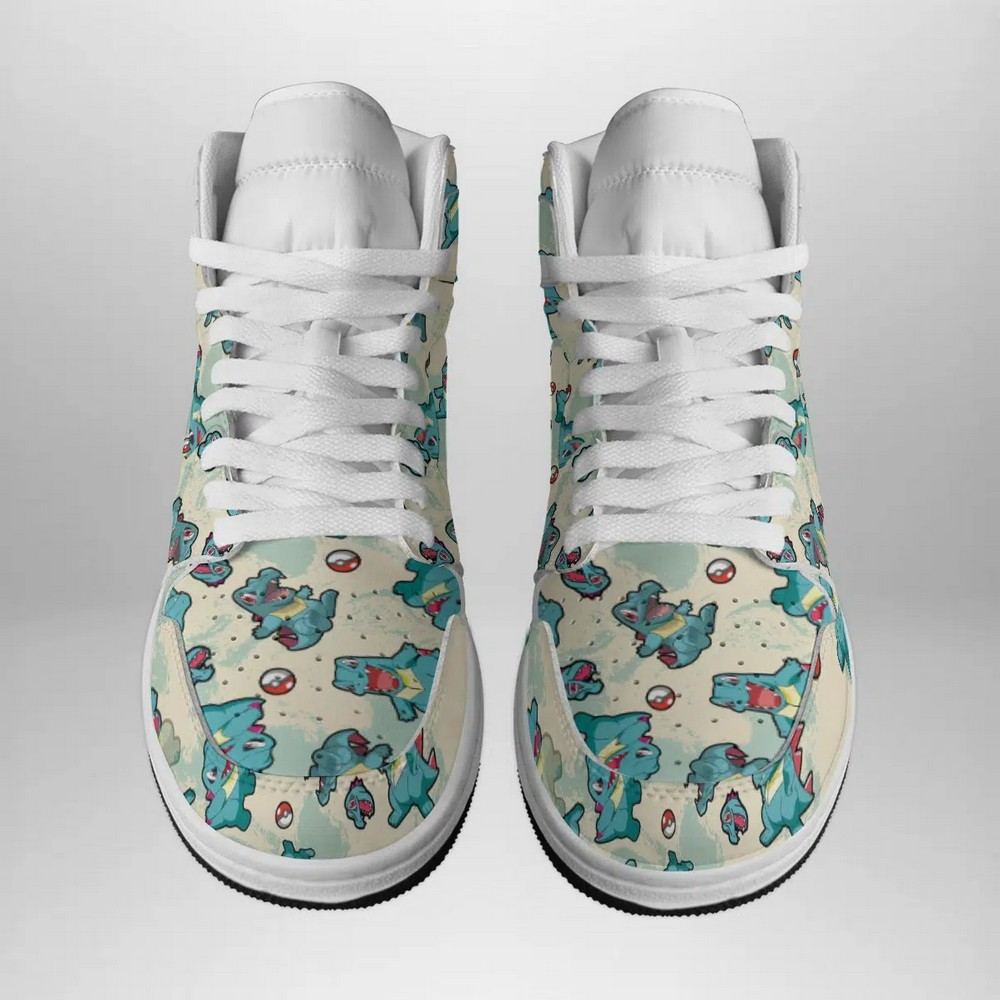 Ideafootwear Totodile Pattern Pokemon AJ1 High Sneakers Shoes For Men And Women