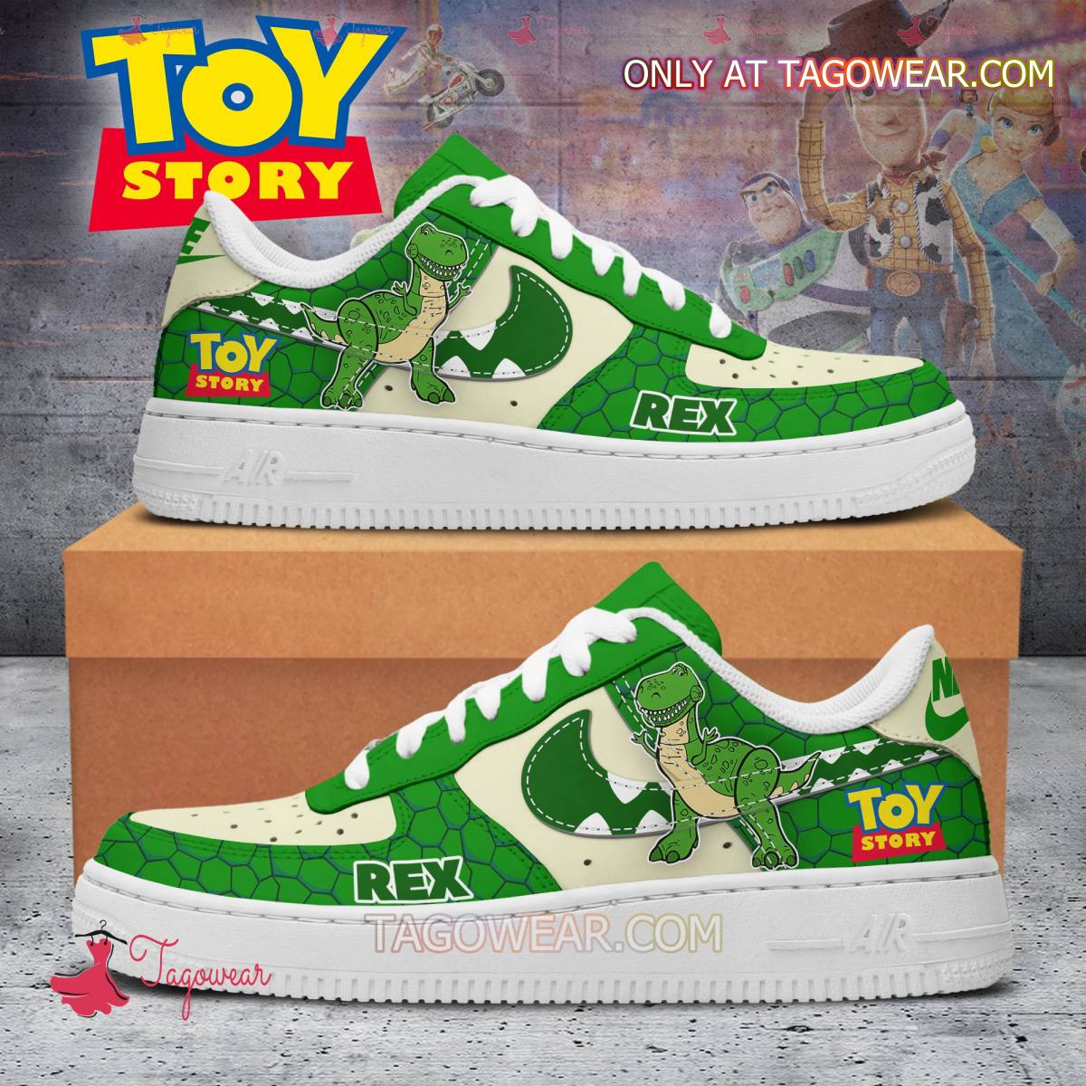 Ideafootwear Toy Story Rex Air Low-Top Sneakers Shoes For Men And Women 1