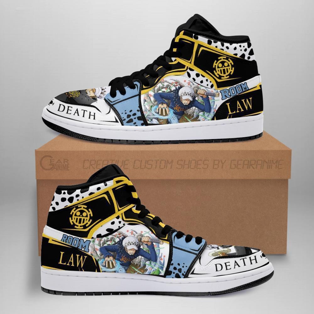 Ideafootwear Trafalgar D. Water Law AJ1 High Sneakers Shoes For Men And Women