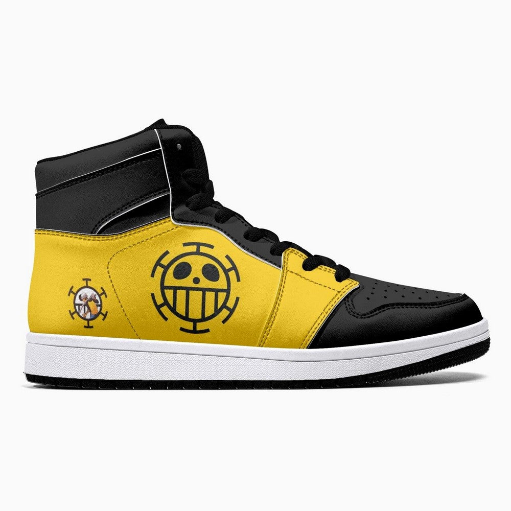 Ideafootwear Trafalgar D. Water Law One Piece AJ1 High Sneakers Shoes For Men And Women