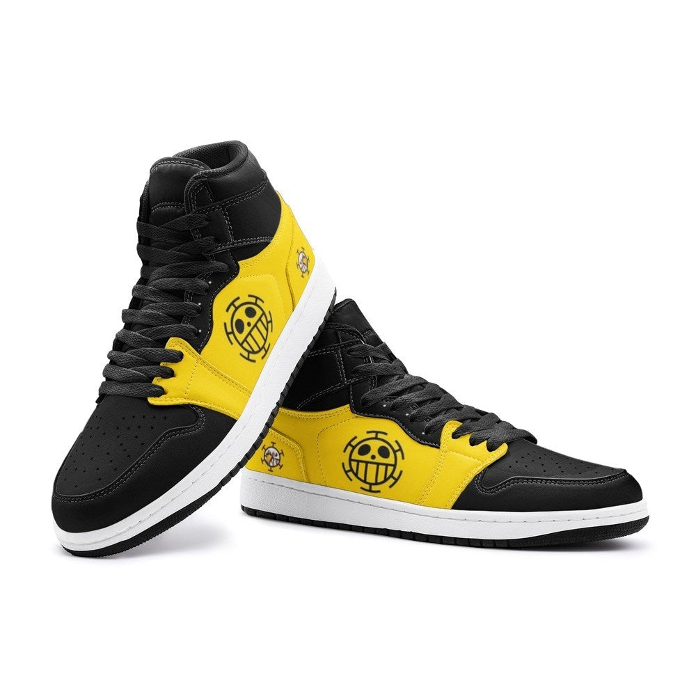 Ideafootwear Trafalgar D. Water Law One Piece AJ1 High Sneakers Shoes For Men And Women