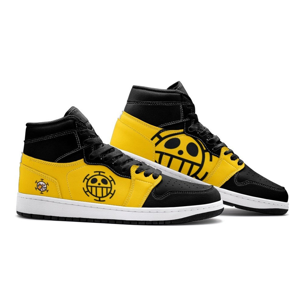 Ideafootwear Trafalgar D. Water Law One Piece AJ1 High Sneakers Shoes For Men And Women