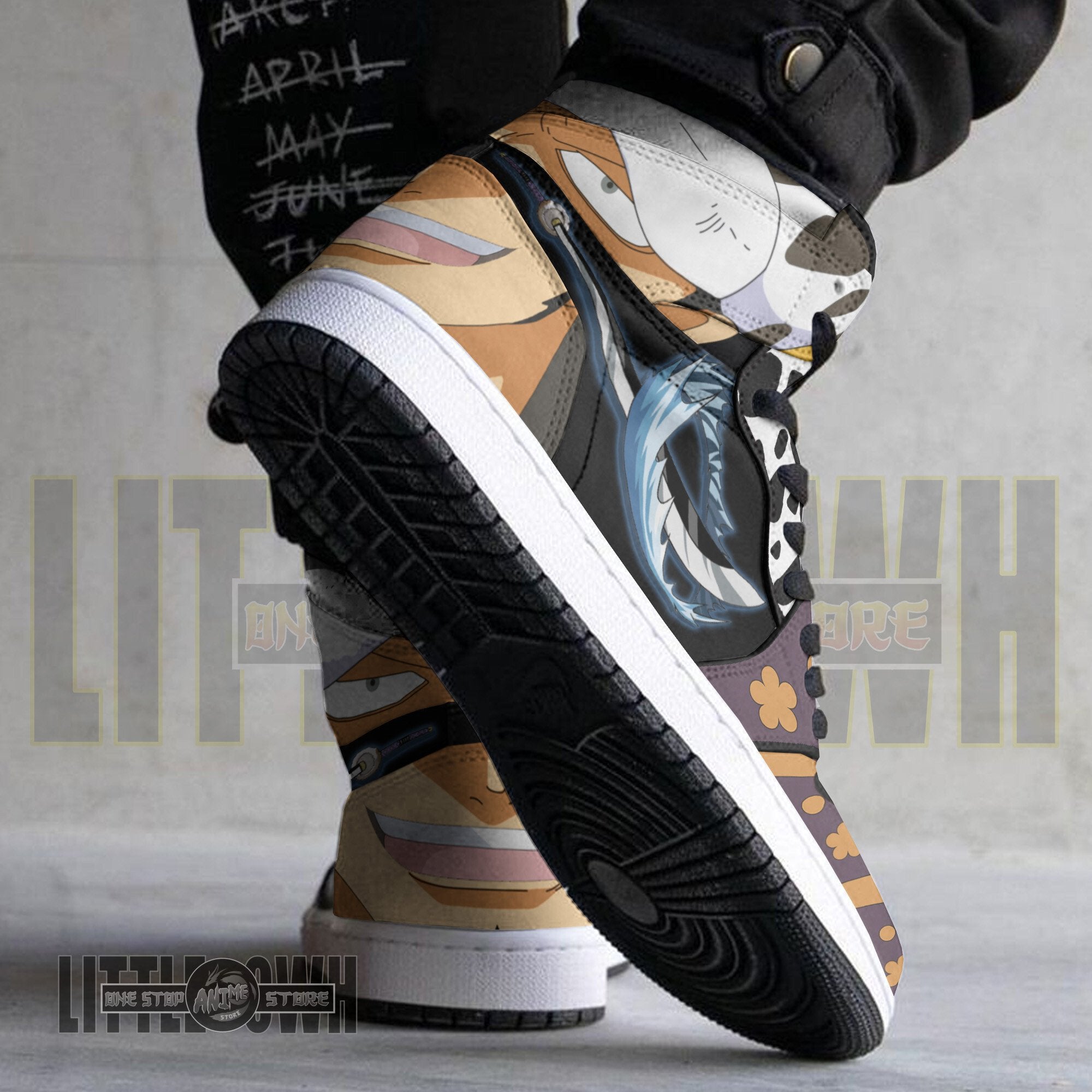 Ideafootwear Trafalgar Law Wano AJ1 High Sneakers Shoes For Men And Women