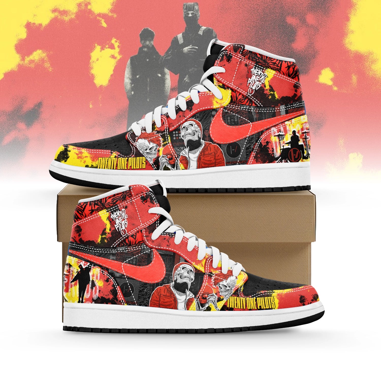 Ideafootwear Twenty One Pilots AJ1 High Sneakers Shoes For Men And Women