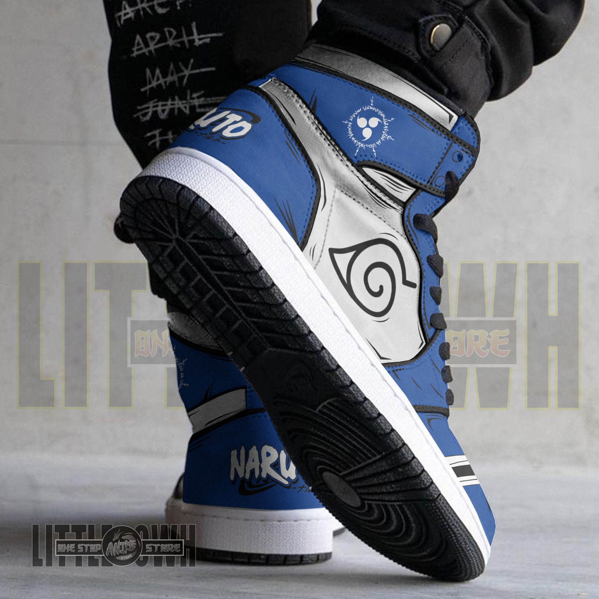 Ideafootwear Uchiha Sasuke Kid AJ1 High Sneakers Shoes For Men And Women