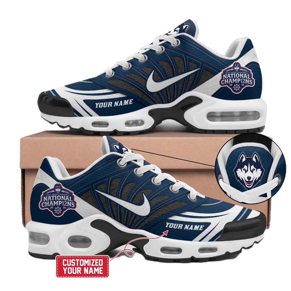 Ideafootwear UConn Huskies TN Shoes Sneakers For Men And Women