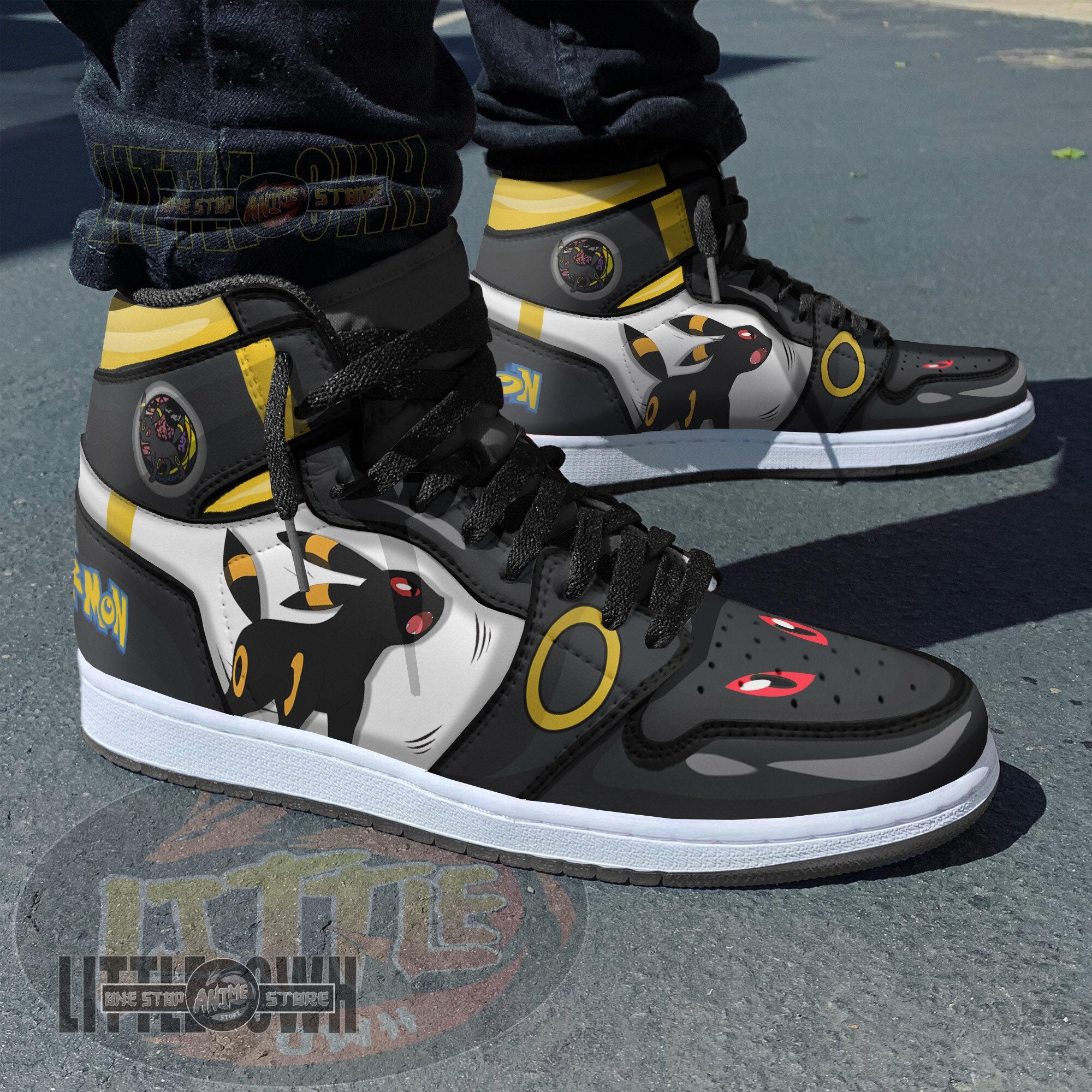 Ideafootwear Umbreon AJ1 High Sneakers Shoes For Men And Women