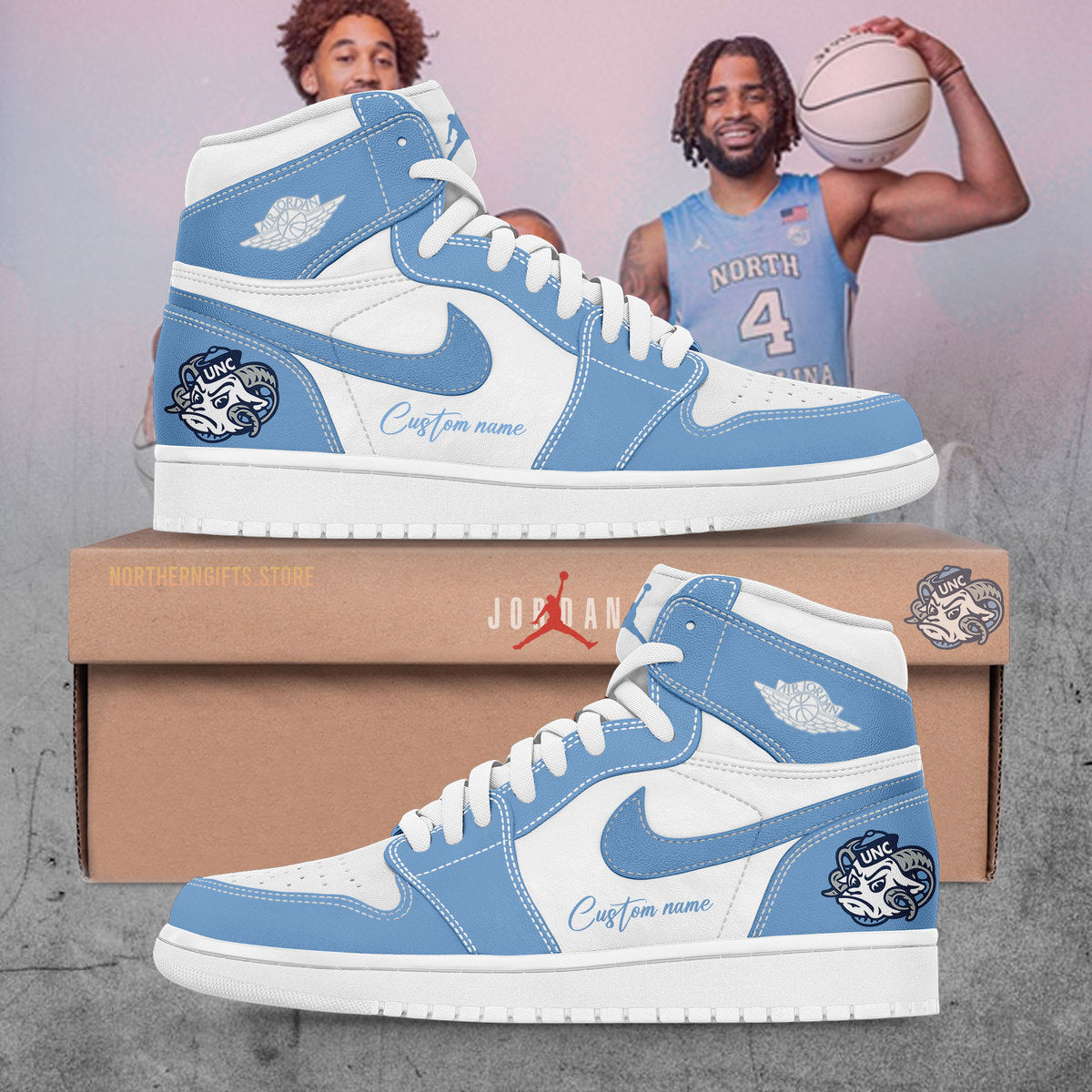 Ideafootwear University of North Carolina AJ1 High Sneakers Shoes For Men And Women