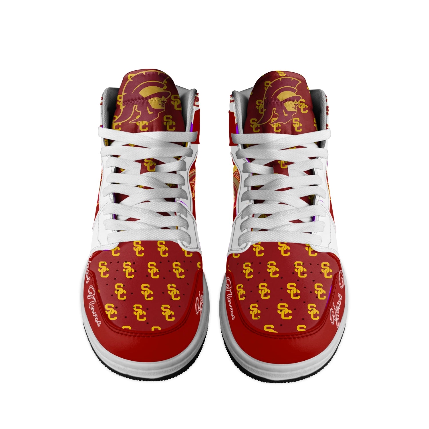Ideafootwear USC Trojans AJ1 High Sneakers Shoes For Men And Women
