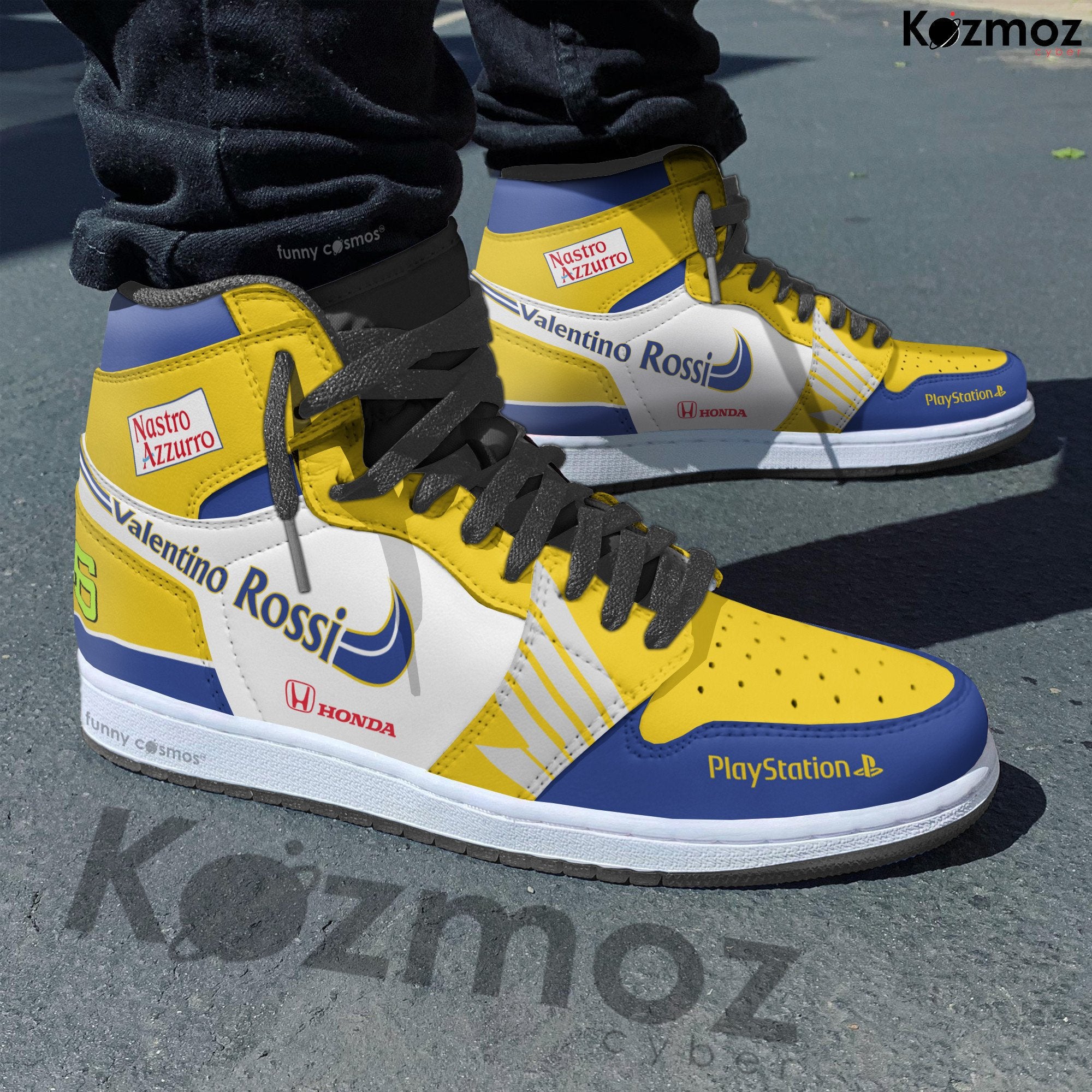 Ideafootwear Valentino Rossi AJ1 High Sneakers Shoes For Men And Women