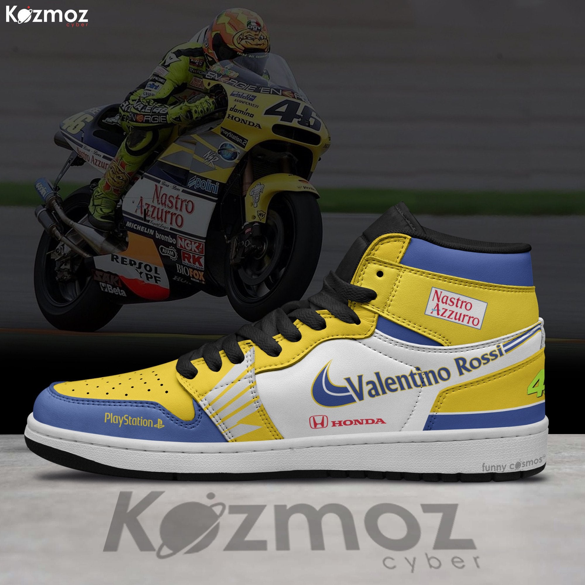 Ideafootwear Valentino Rossi AJ1 High Sneakers Shoes For Men And Women