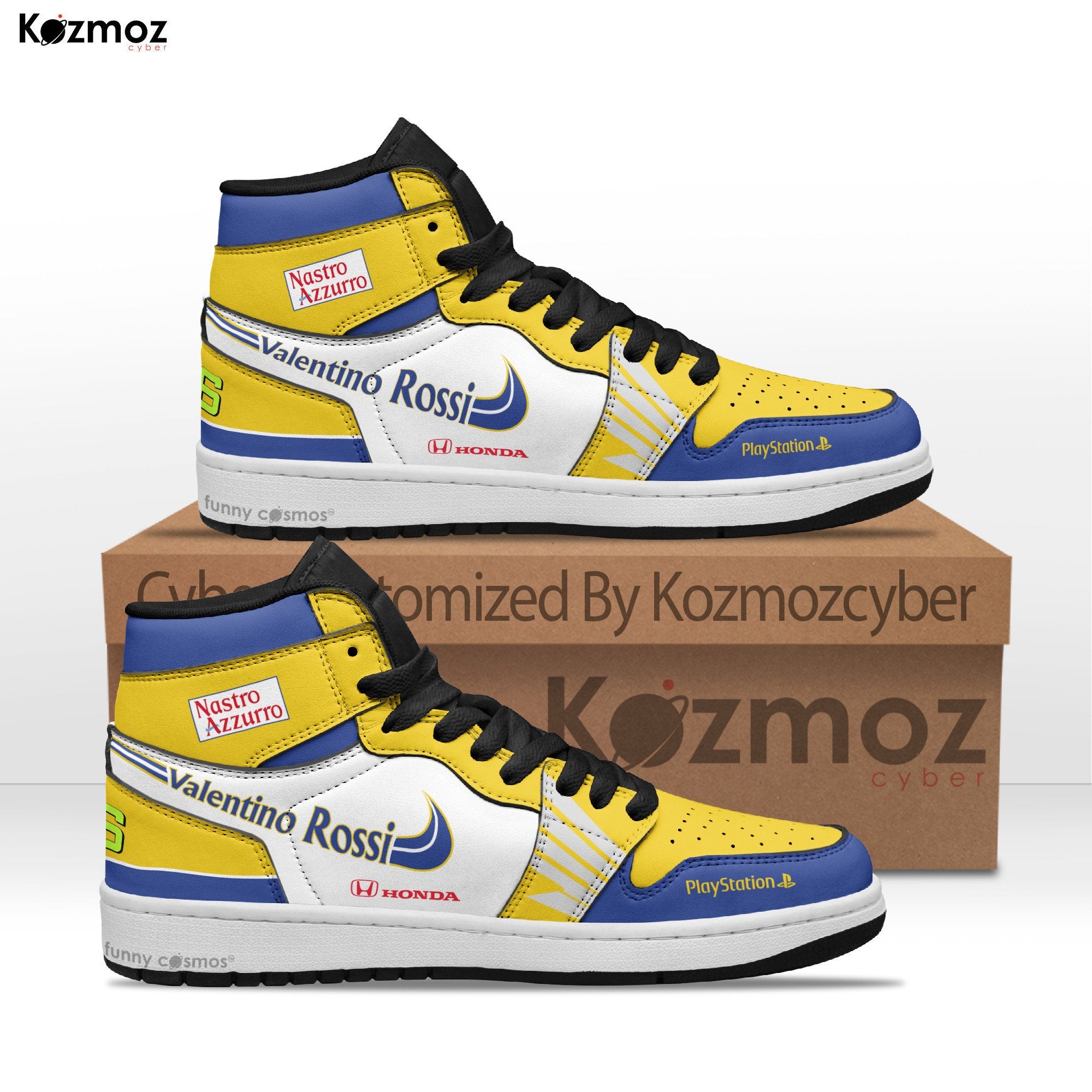 Ideafootwear Valentino Rossi AJ1 High Sneakers Shoes For Men And Women