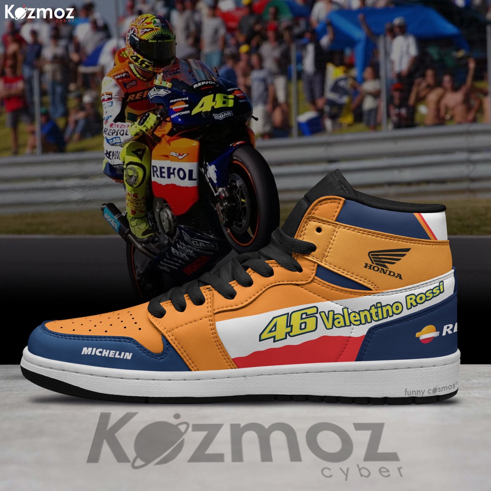 Ideafootwear Valentino Rossi AJ1 High Sneakers Shoes For Men And Women