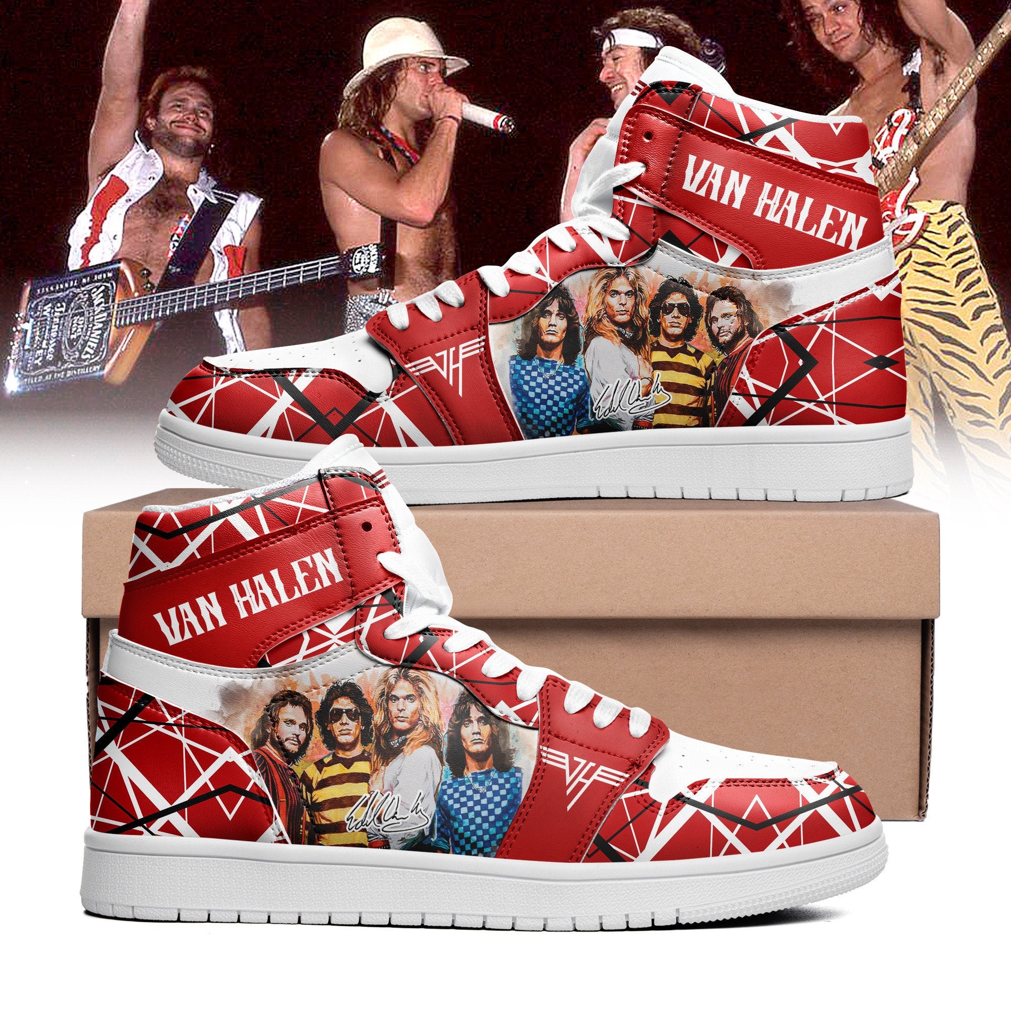 Ideafootwear Van Halen AJ1 High Sneakers Shoes For Men And Women