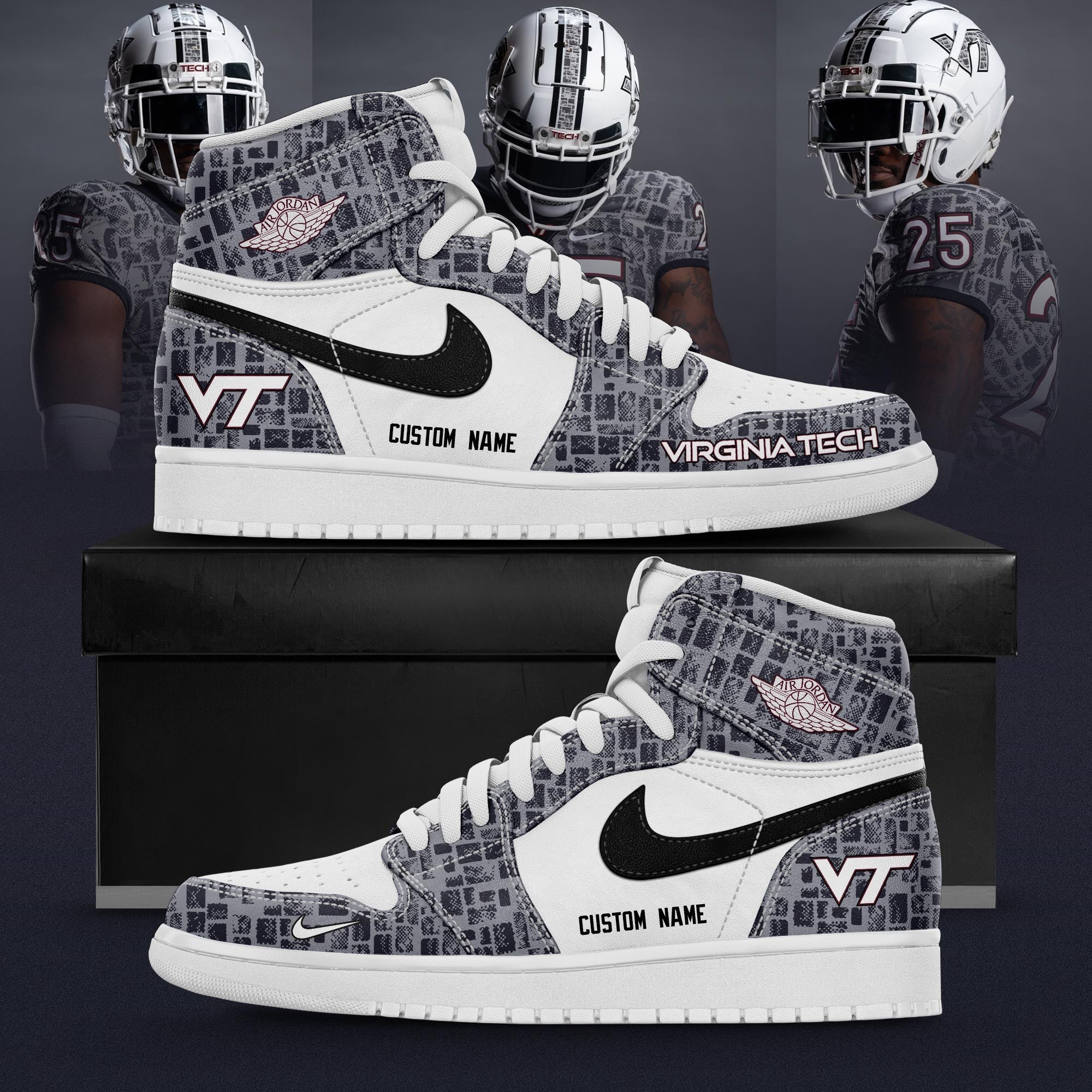 Ideafootwear Virginia Tech AJ1 High Sneakers Shoes For Men And Women