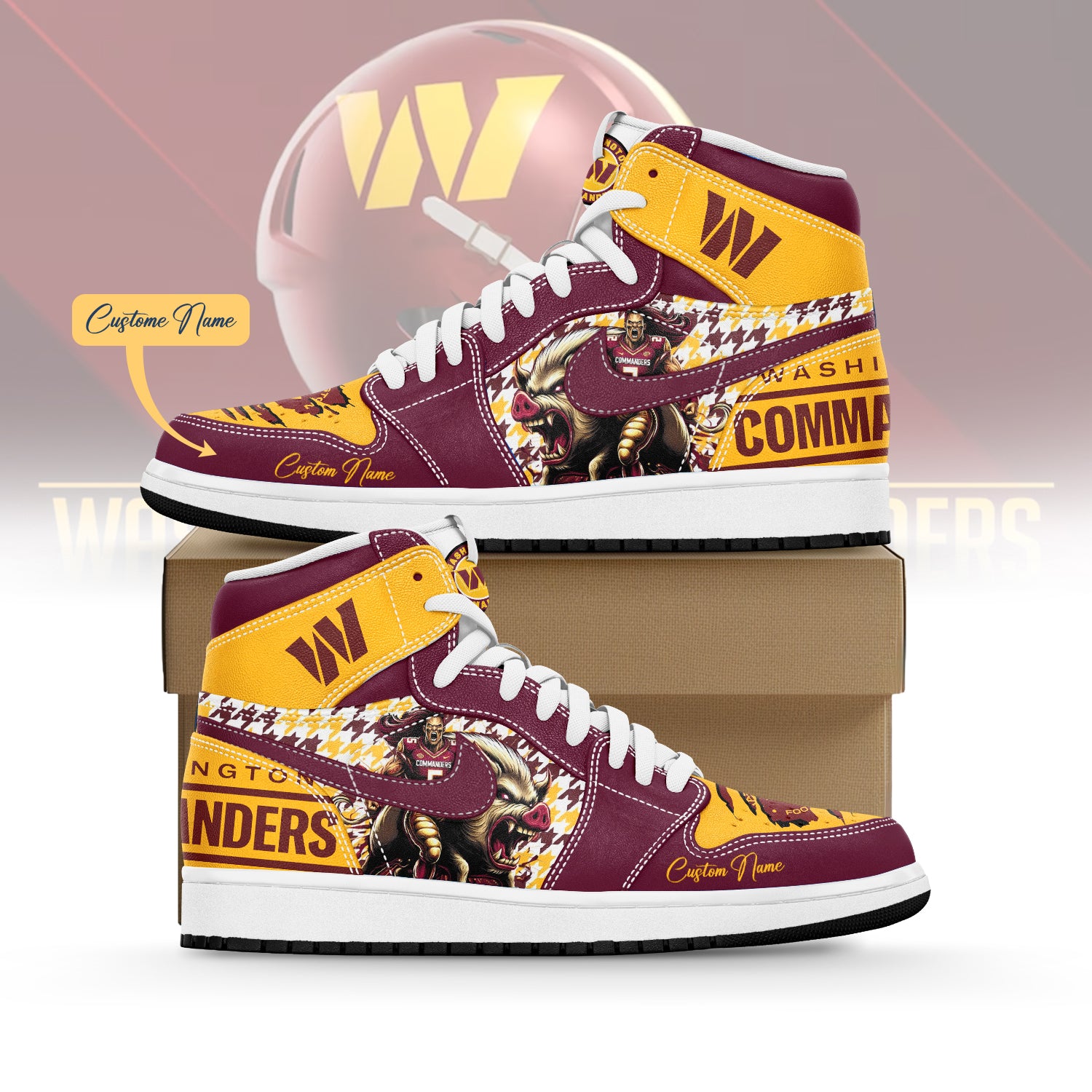 Ideafootwear Washington Commanders AJ1 High Sneakers Shoes For Men And Women