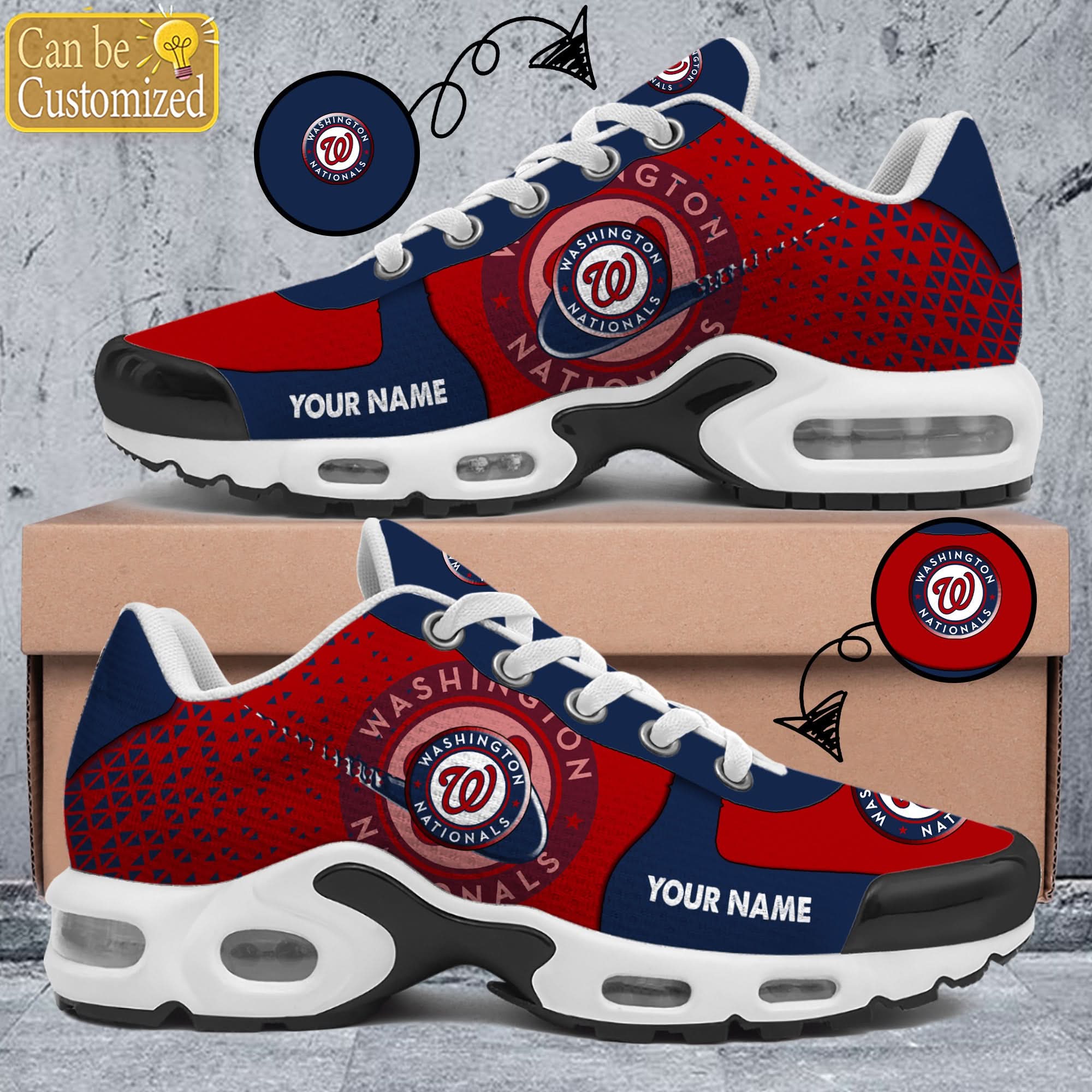 Ideafootwear Washington Nationals TN Shoes Sneakers For Men And Women