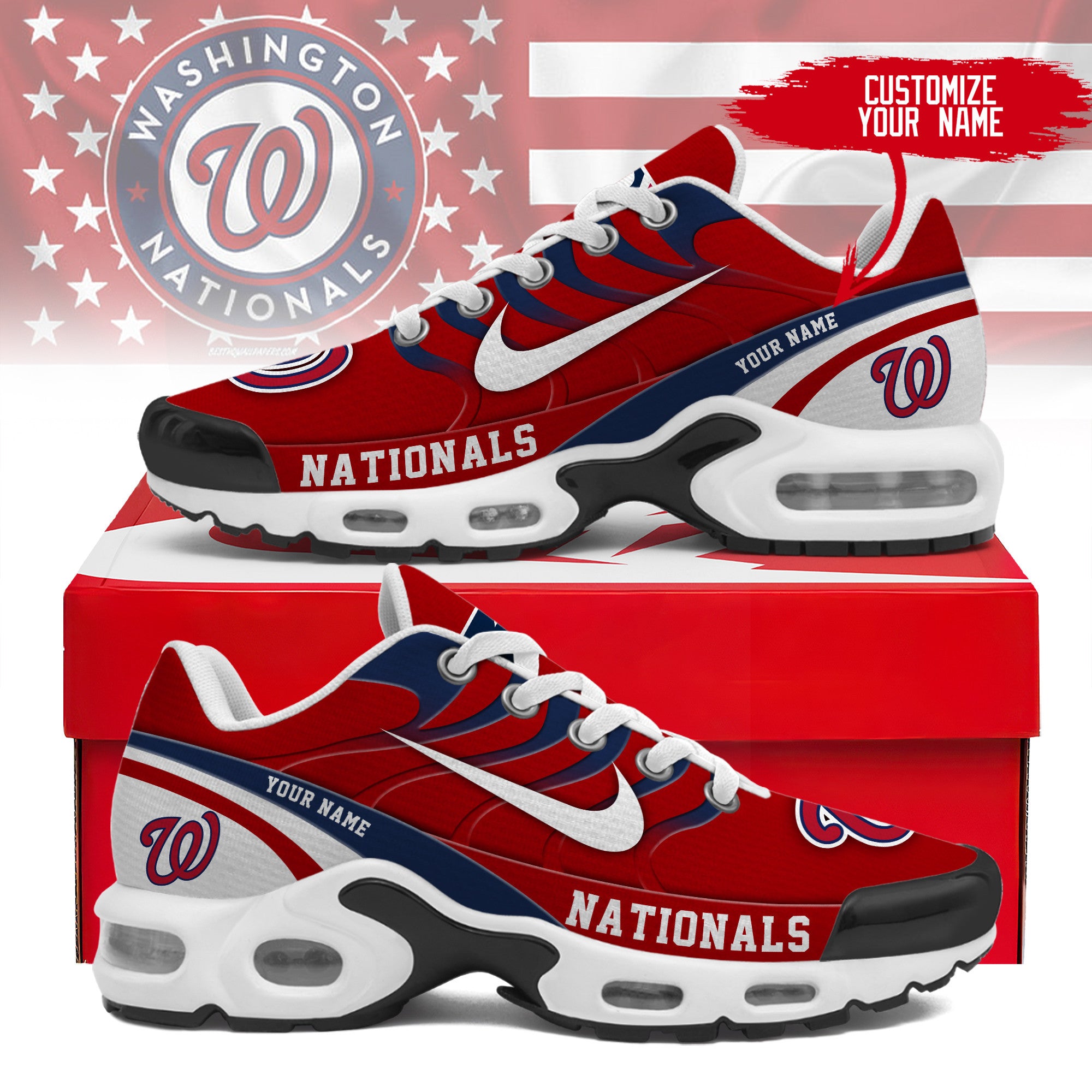 Ideafootwear Washington Nationals TN Shoes Sneakers For Men And Women